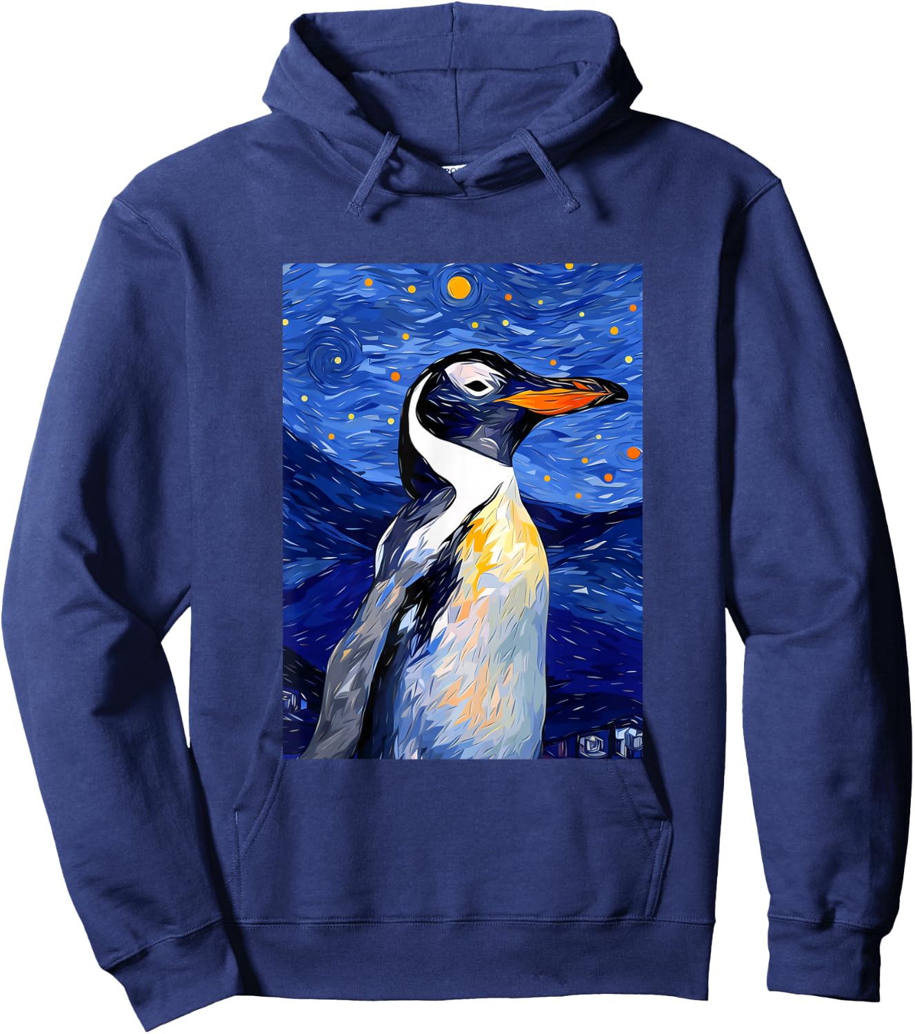 Gentoo Penguin Starry Night Painting Men Women Kids Hoodie - Hoodie | Navy