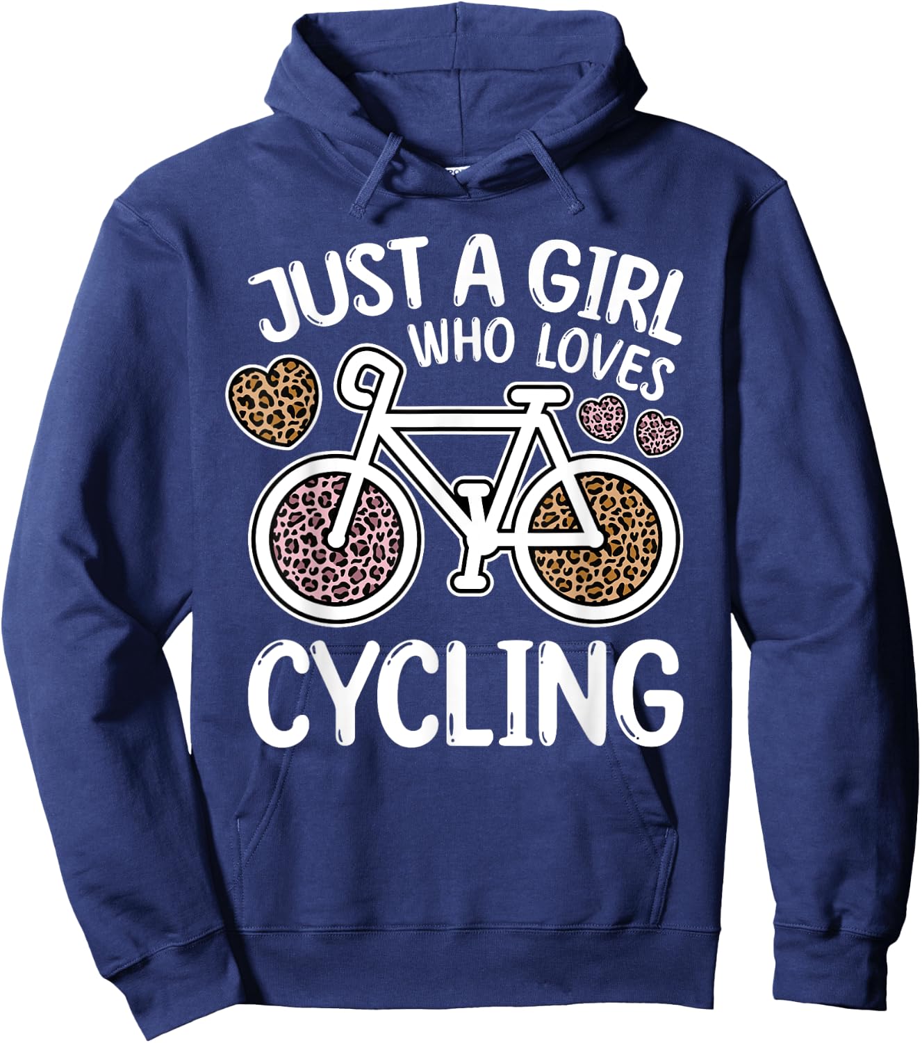 Just A Girl Who Loves Cycling Leopard Print Cyclist Bicycle Hoodie - Hoodie | Navy