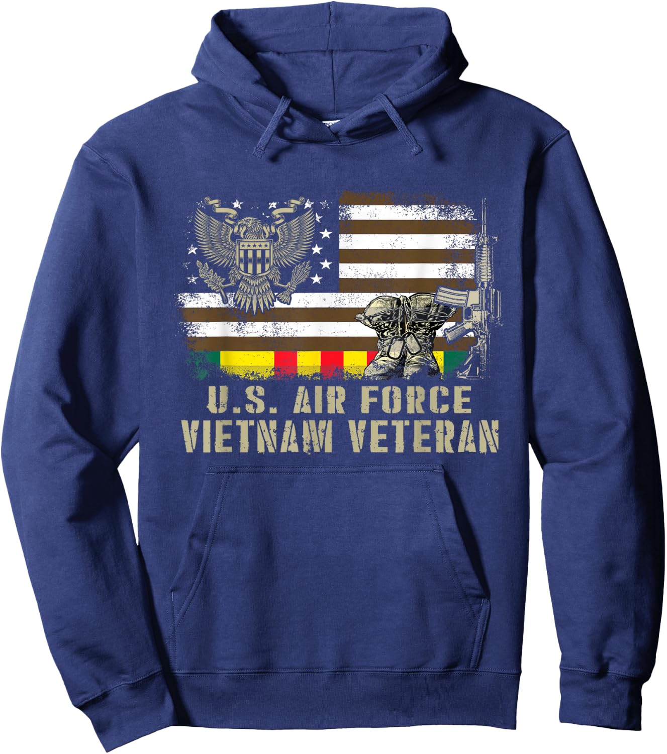 Vintage American Flag Proud U.S. Air Force Vietnam Veteran Hoodie - Hoodie | Navy