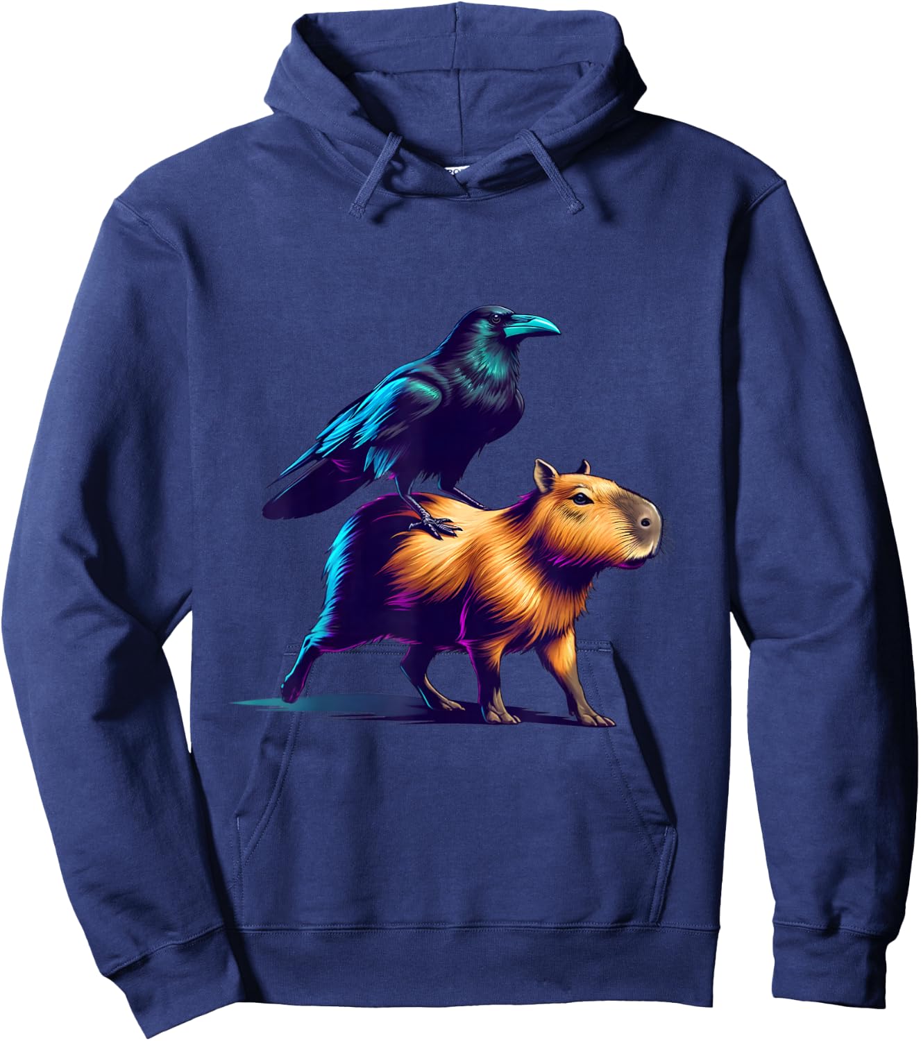 Funny Raven Capybara Graphic Crow Lover Men Women Girls Boys Hoodie - Hoodie | Navy