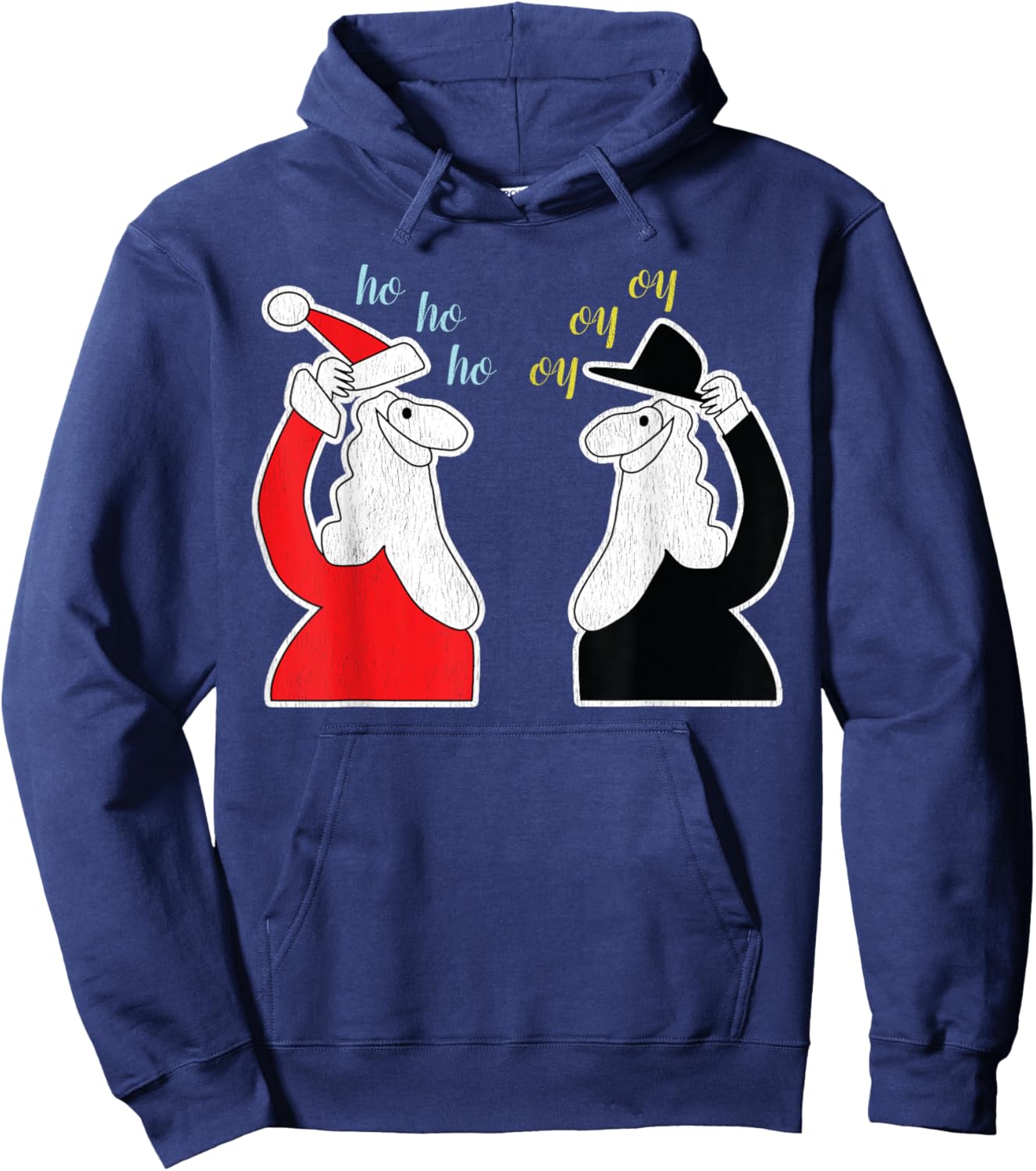 Santa Claus And The Rabbi Funny Christmas Hoodie - Hoodie | Navy
