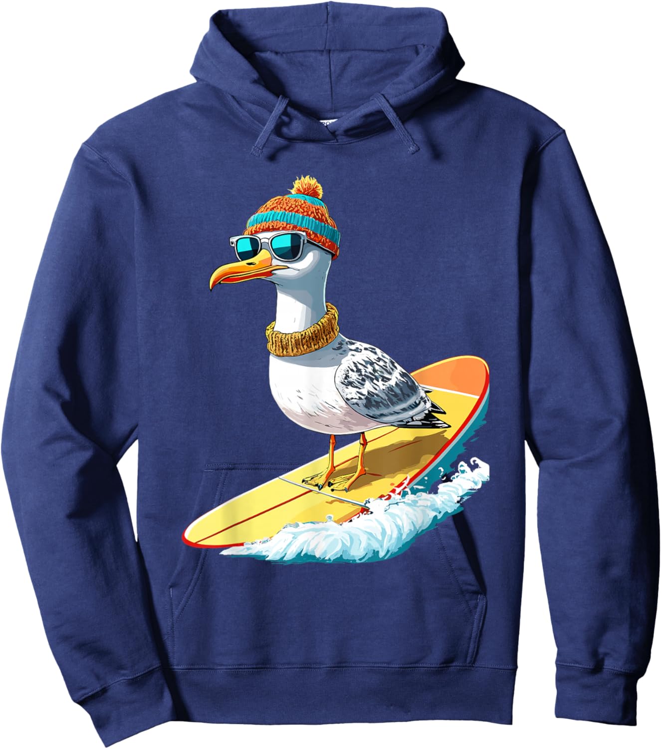 Seagull Surf Surf Sea Holiday Cool , Black, S Hoodie - Hoodie | Navy