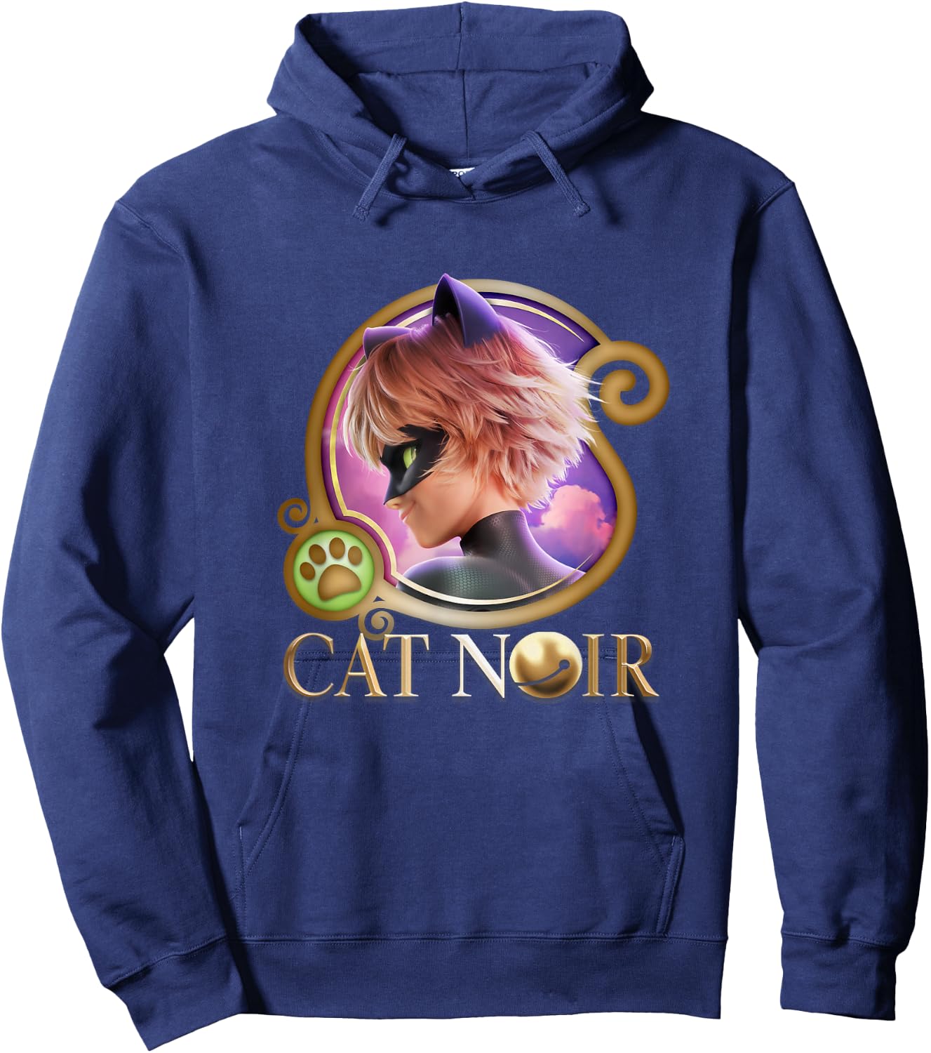 Miraculous Ladybug The Movie Cat Noir Badge Gold Hoodie - Hoodie | Navy