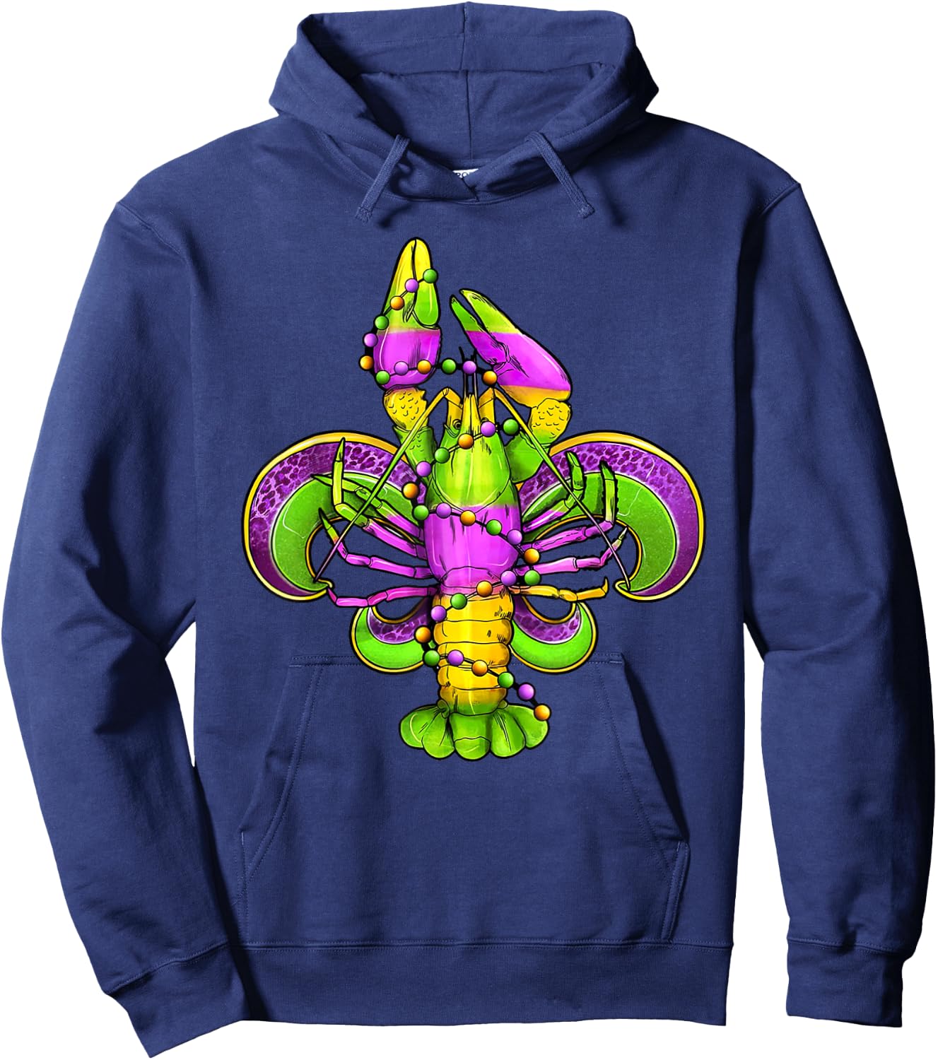 Mardi Gras Fleur De Lis Crawfish Leopard Costume Hoodie - Hoodie | Navy