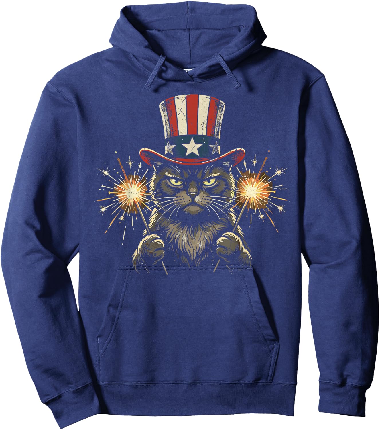 USA Black Cat 4th of July Hoodie - Hoodie | Navy