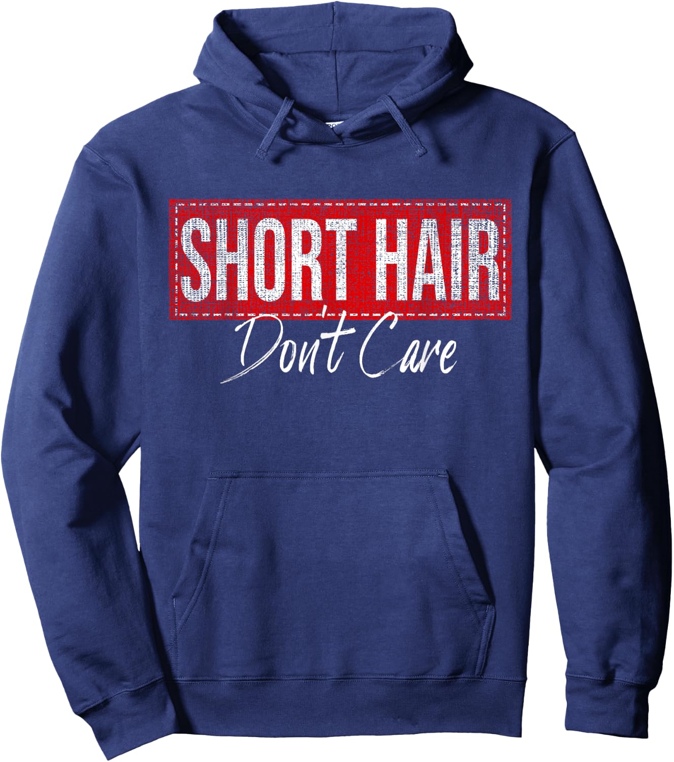 Short Hair Don't Care - Funny women Hoodie - Hoodie | Navy