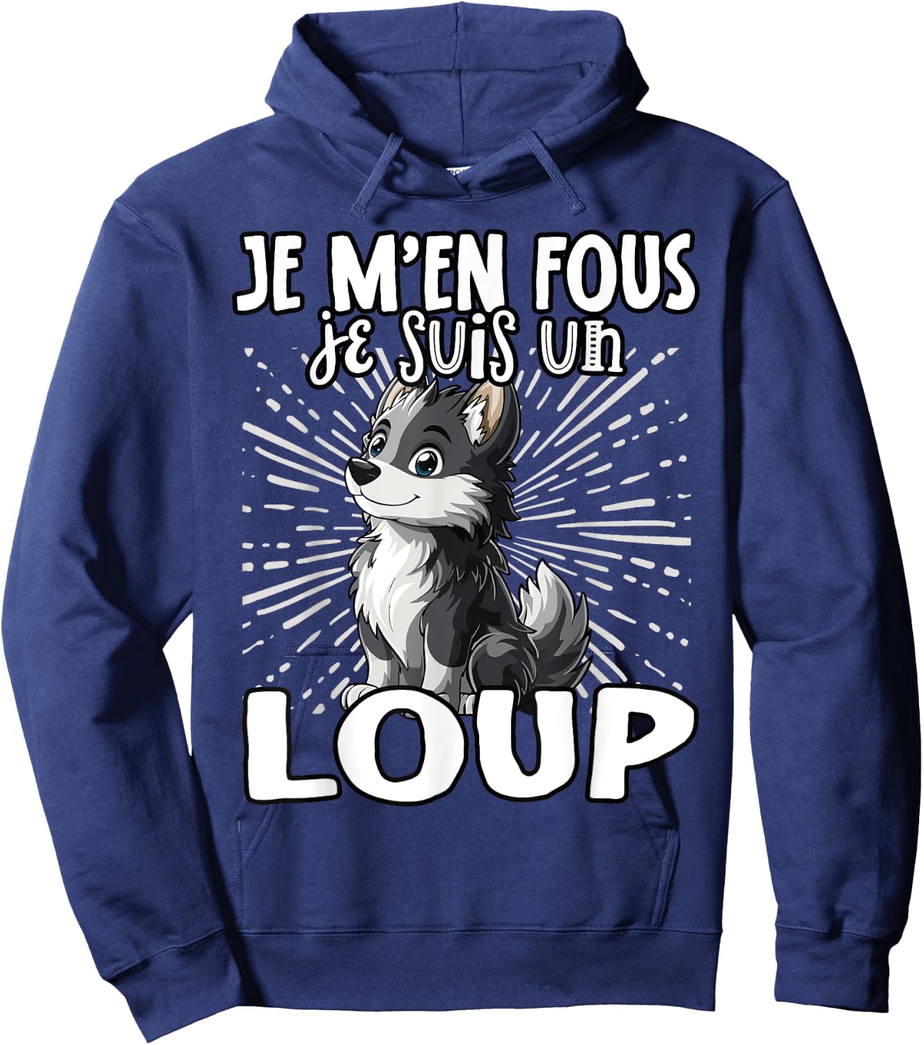 Je M'en Fous Je Suis Un Loup - Sweet Wolf , Black, S Hoodie - Hoodie | Navy