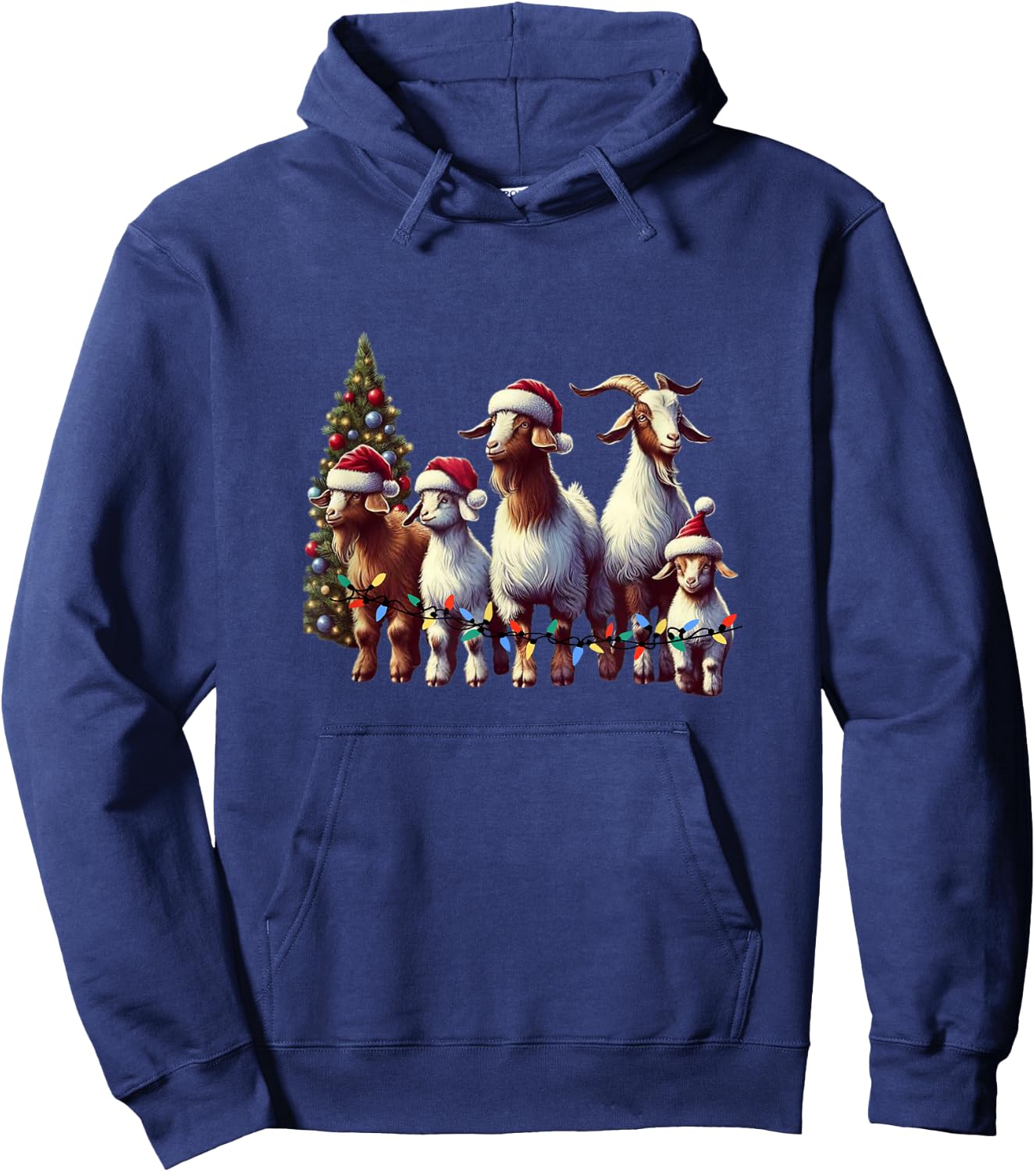 Christmas Goat with Santa Hat Goats Christmas Farmer Hoodie - Hoodie | Navy