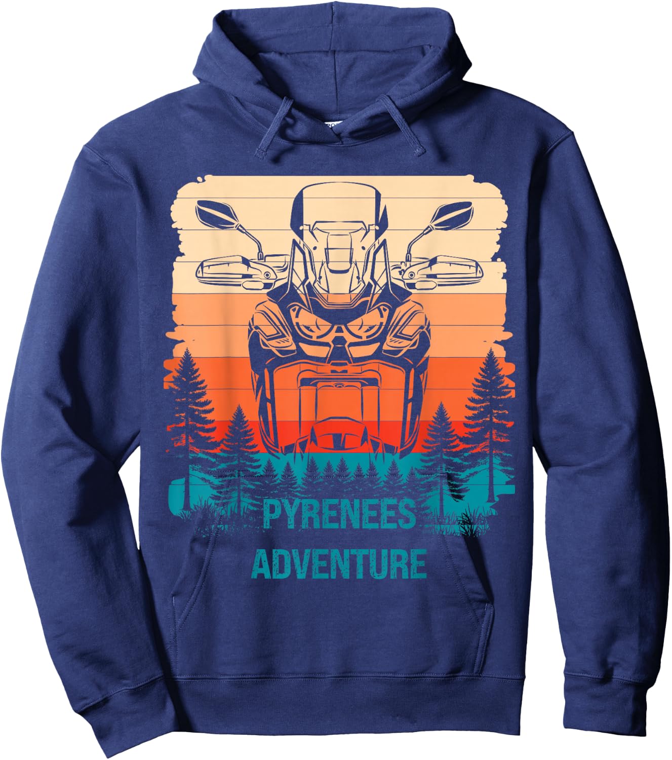 Pyrenees Twin Adventure Rider CRF Edition Biker Travel Retro , Black, S Hoodie - Hoodie | Navy