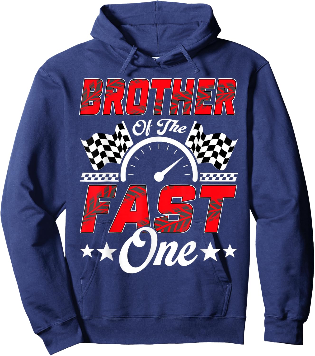 Race Car Brother of The Fast One Racing Family Pit Crew Hoodie - Hoodie | Navy