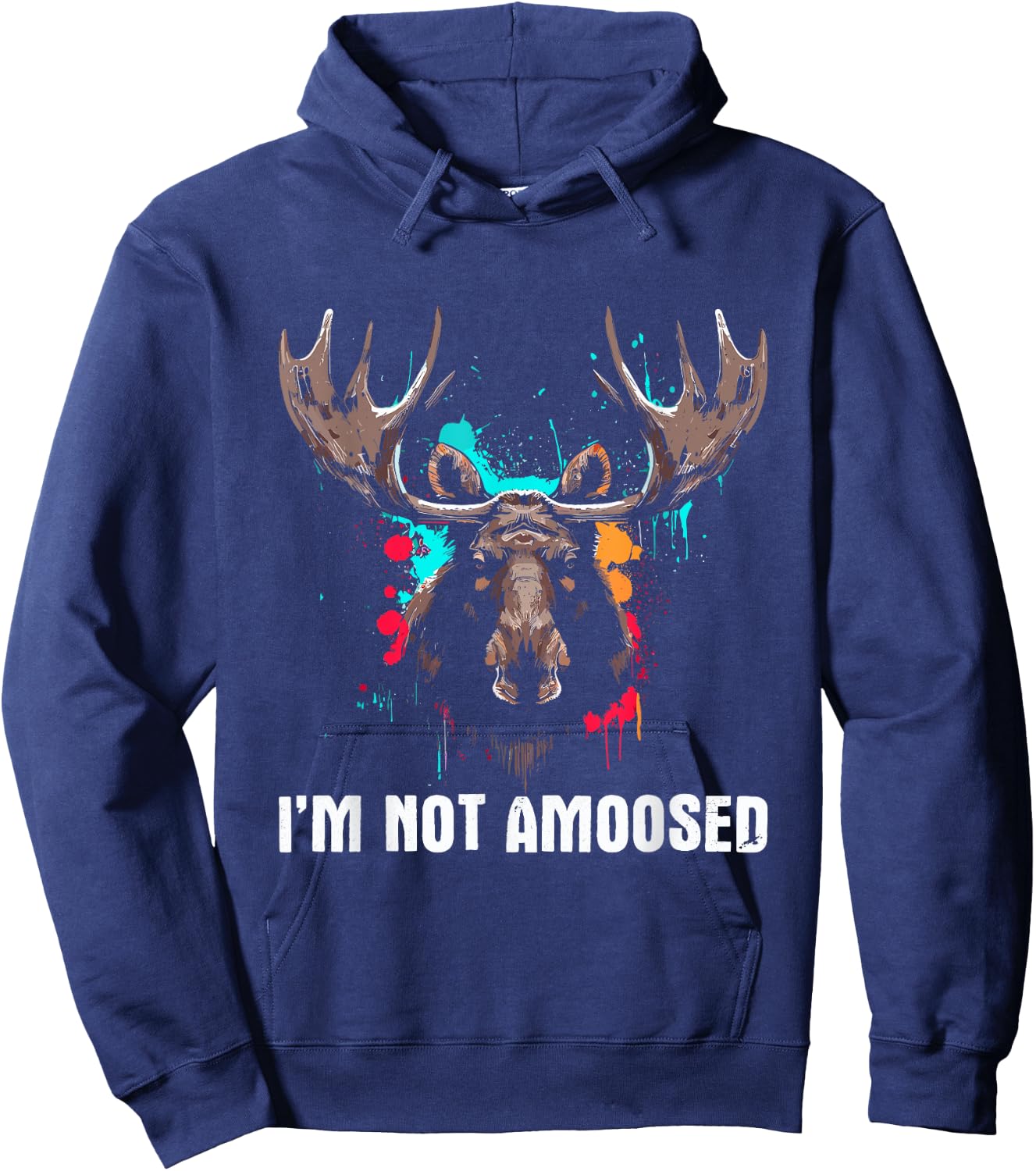 I'm Not Amoosed - Funny Vintage Not Amused Moose Pun Joke Hoodie - Hoodie | Navy