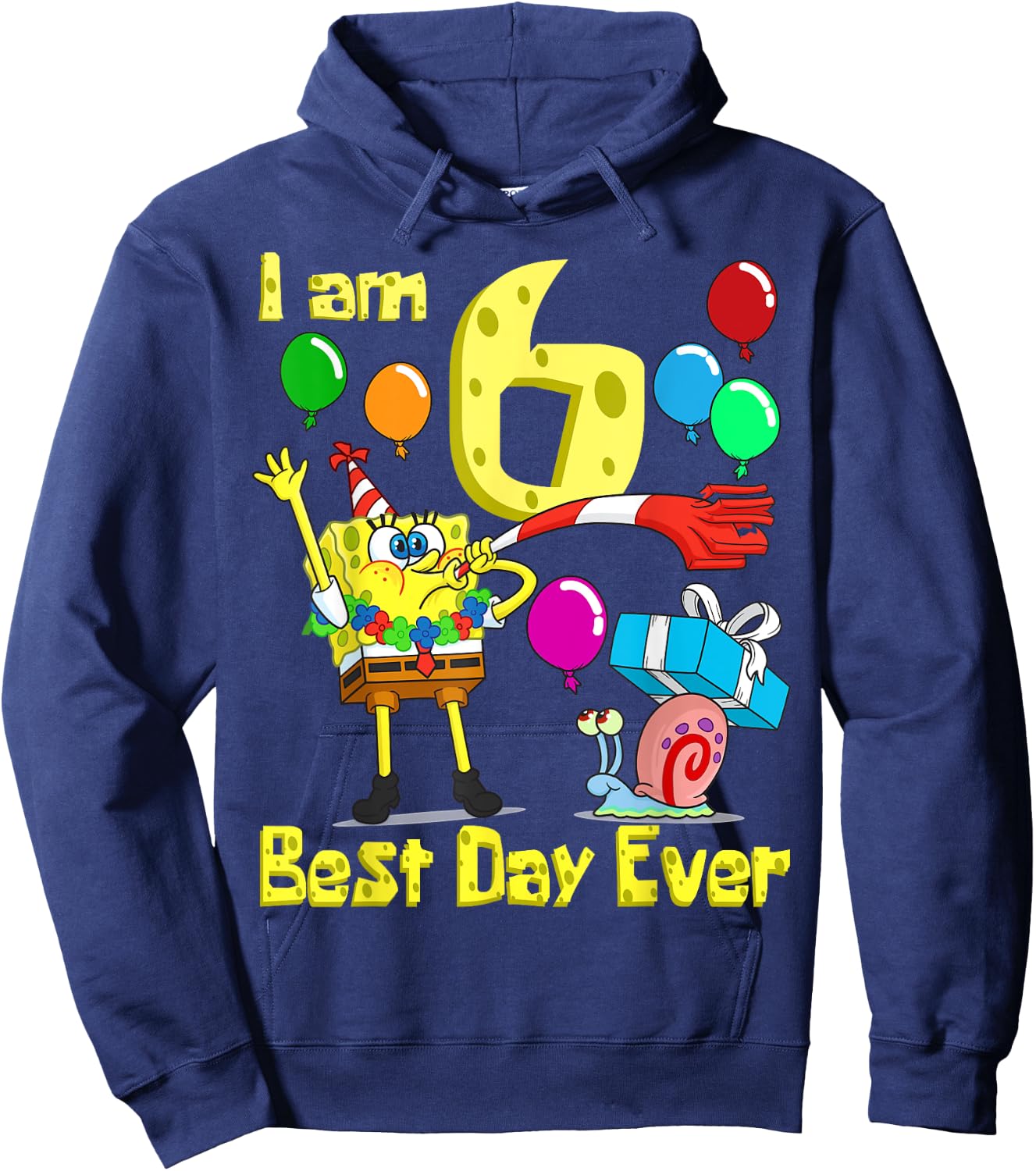 Mademark x SpongeBob SquarePants - SpongeBob I am 6 Years Old Birthday Party Hoodie - Hoodie | Navy