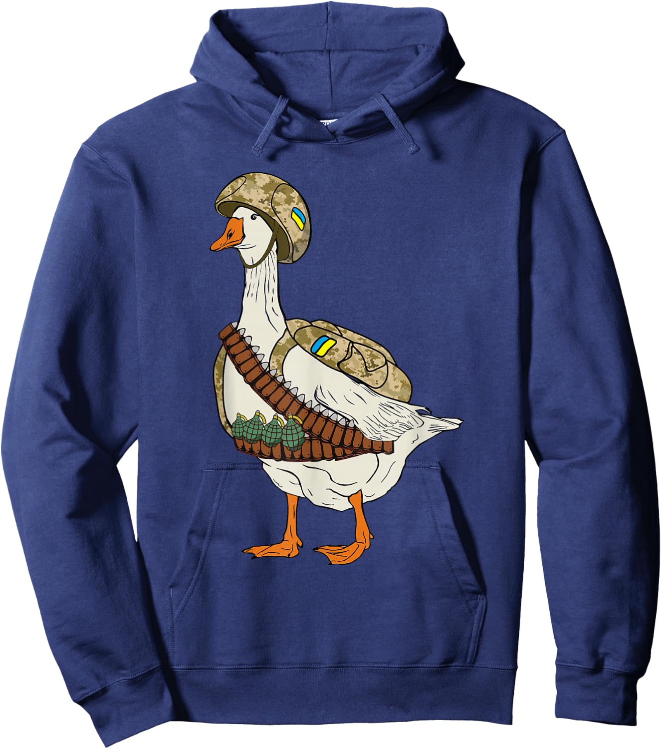 Ukrainian military goose combat solder funny Russian joke Hoodie - Hoodie | Navy