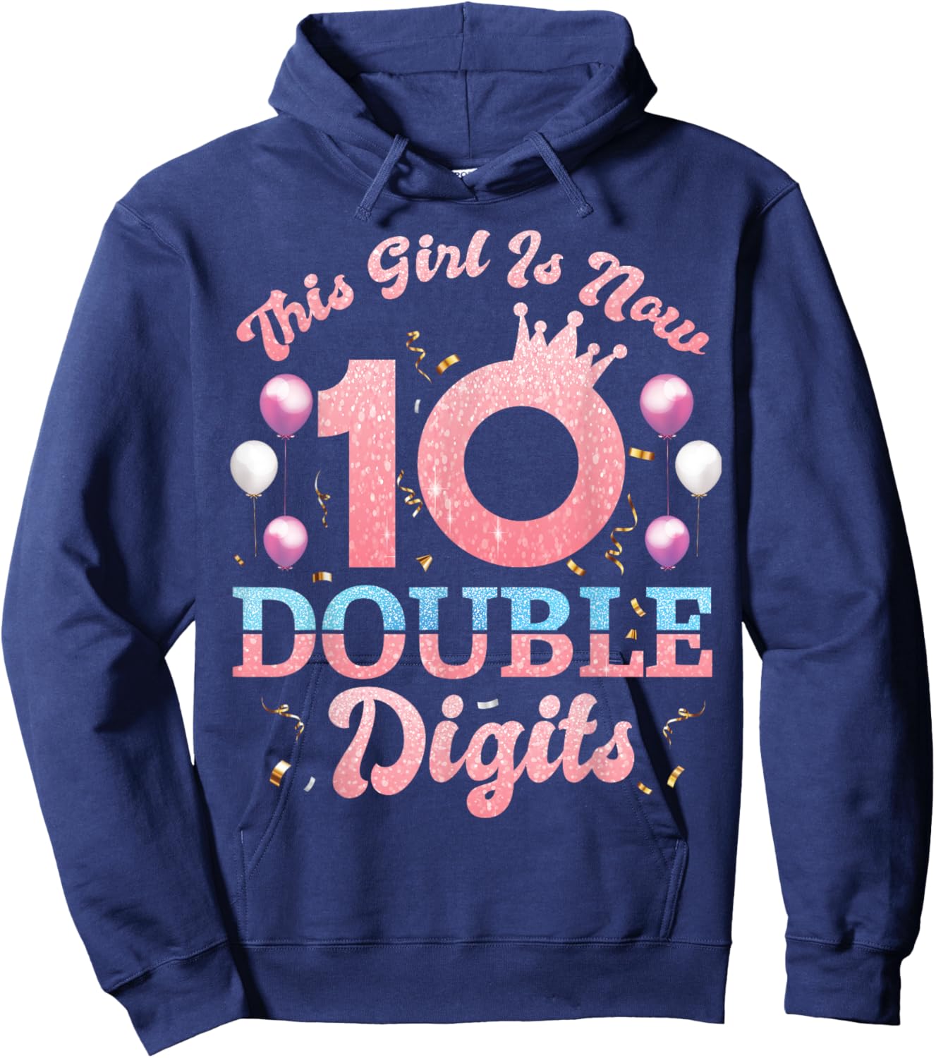 In My Double Digits Era Retro 10 Year Old 10th Birthday Girl Hoodie - Hoodie | Navy