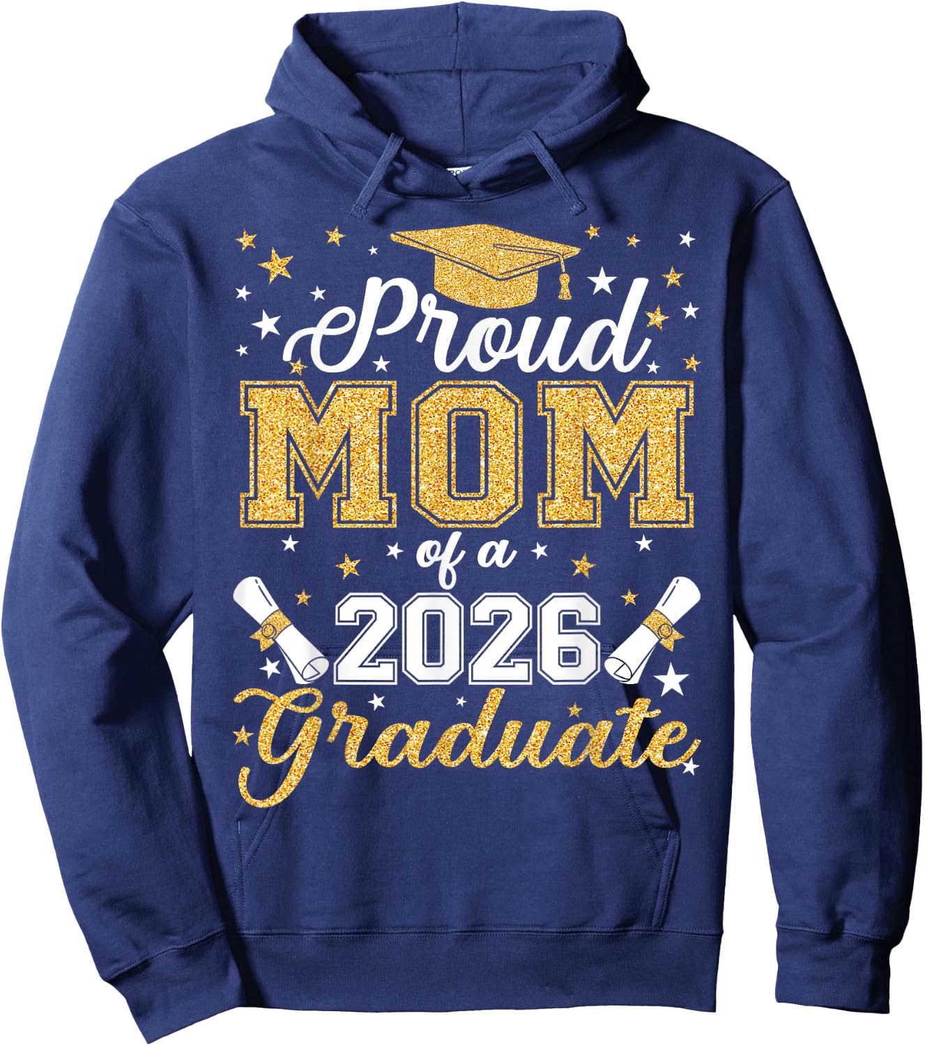 Proud Mom of A Class of 2026 Graduate Senior Graduation Hoodie - Hoodie | Navy