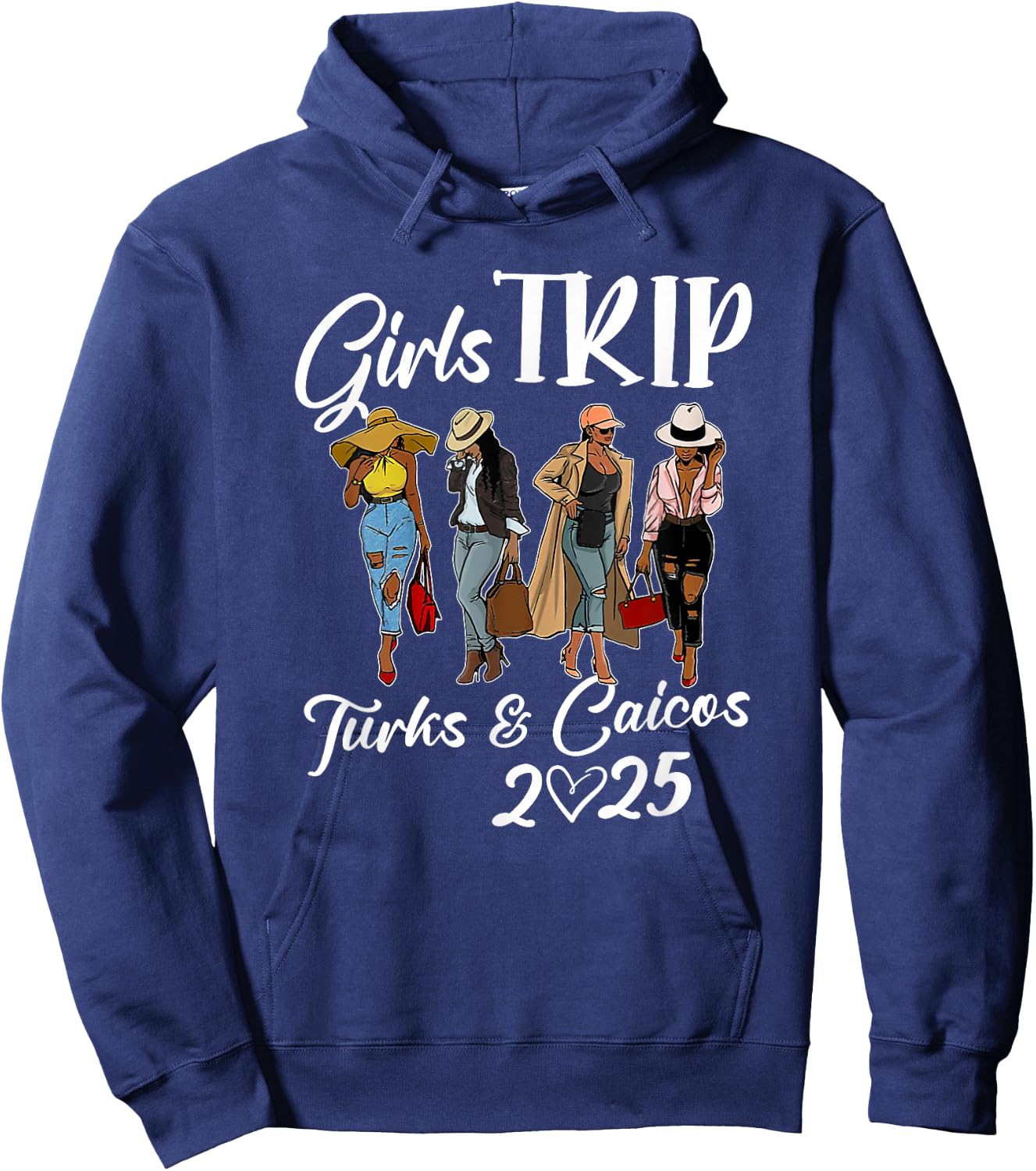 Turks & Caicos Girls Trip 2025 Birthday Squad Women Vacation Hoodie - Hoodie | Navy