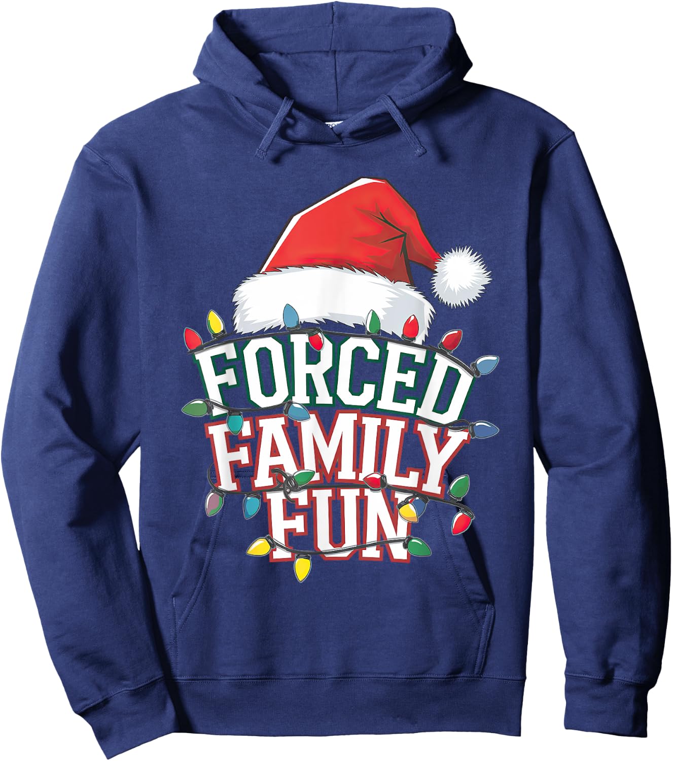 Forced Family Fun Christmas - Black Adults Small Short Sleeve Hoodie - Hoodie | Navy