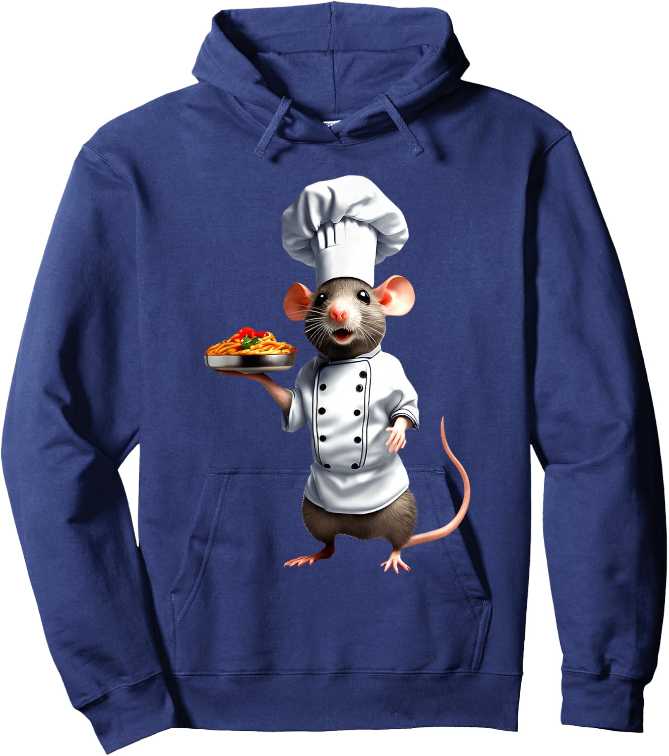 Funny Cartoon Rat Mouse Chef Outfit Chef Kitchen Bar , black Hoodie - Hoodie | Navy