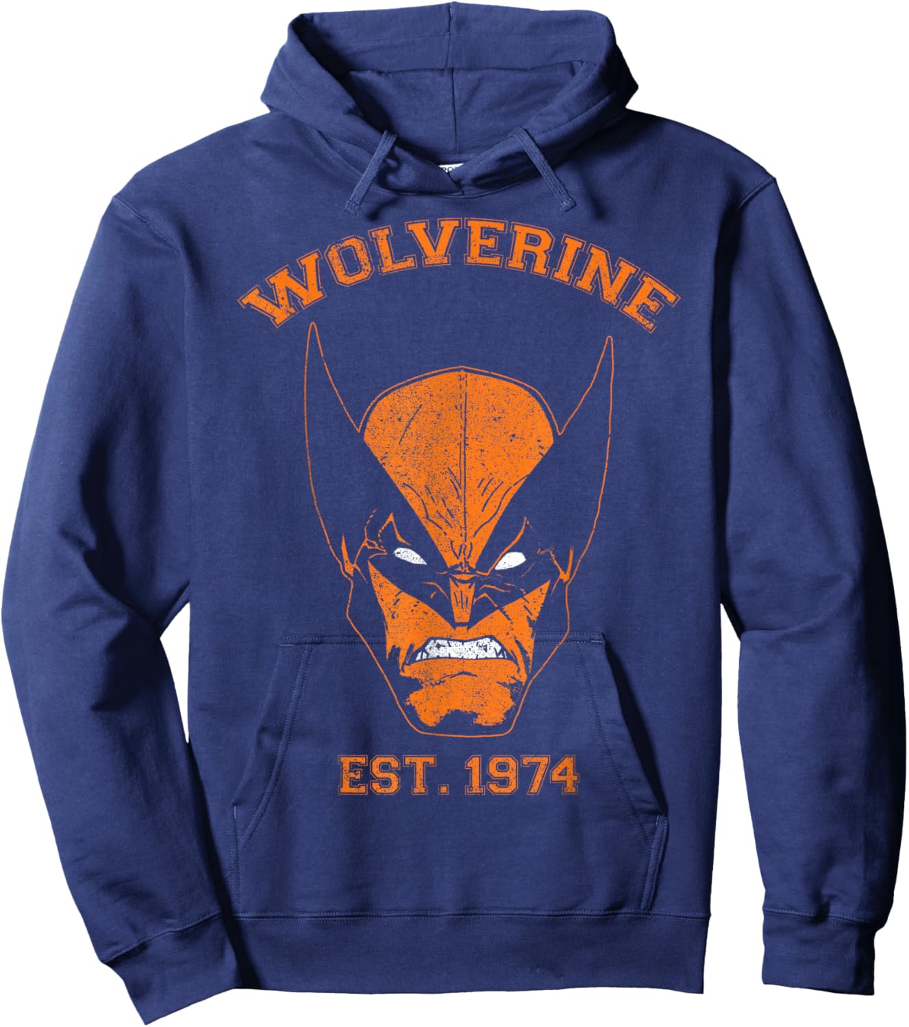 Marvel X-Men Wolverine Orange Collegiate Vintage Hoodie - Hoodie | Navy