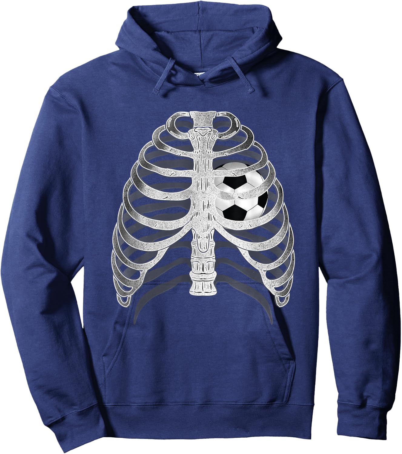 Skeleton X-ray Ribcage Soccer Ball Heart Halloween Hoodie - Hoodie | Navy