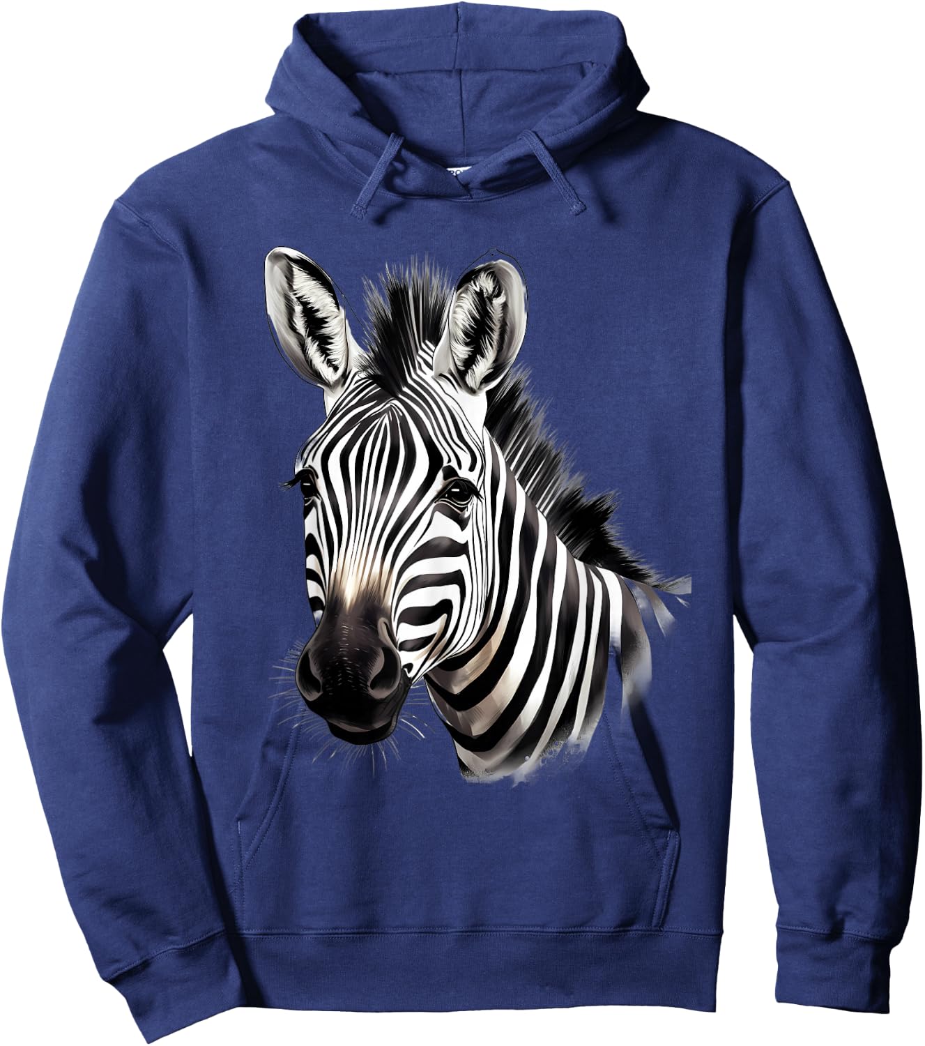 Zebra Portrait Drawing Wildlife Animal Print Nature Motif Hoodie - Hoodie | Navy