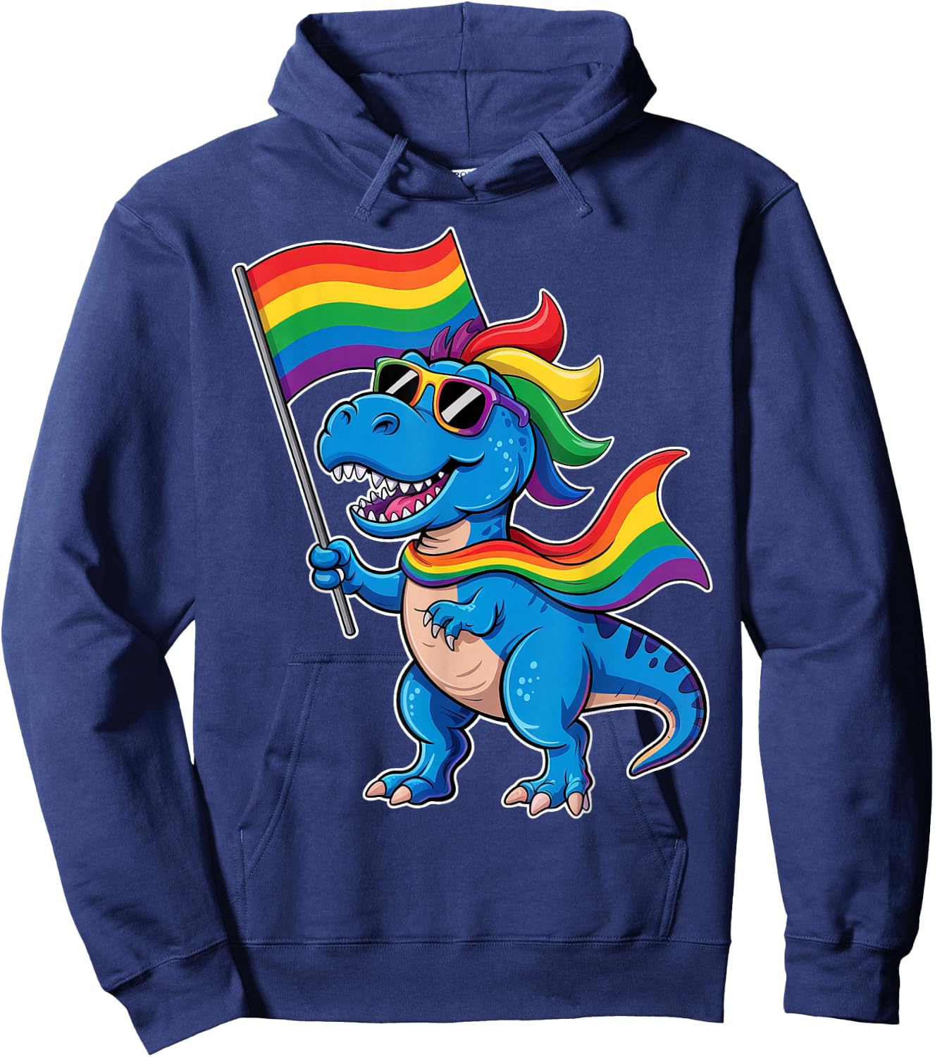 Dinosaur Gay Pride LGBT Rainbow Flag LGBTQ Allysaurus Hoodie - Hoodie | Navy