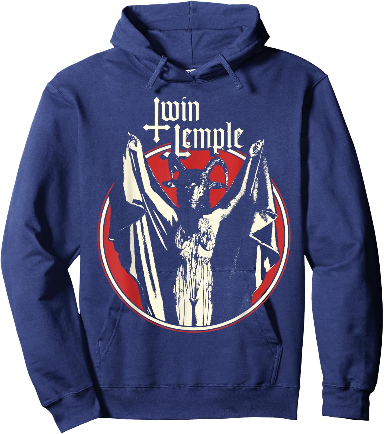 Twin Temple Official Baphomette - -Adults, Black, Small, Short Sleeve Hoodie - Hoodie | Navy