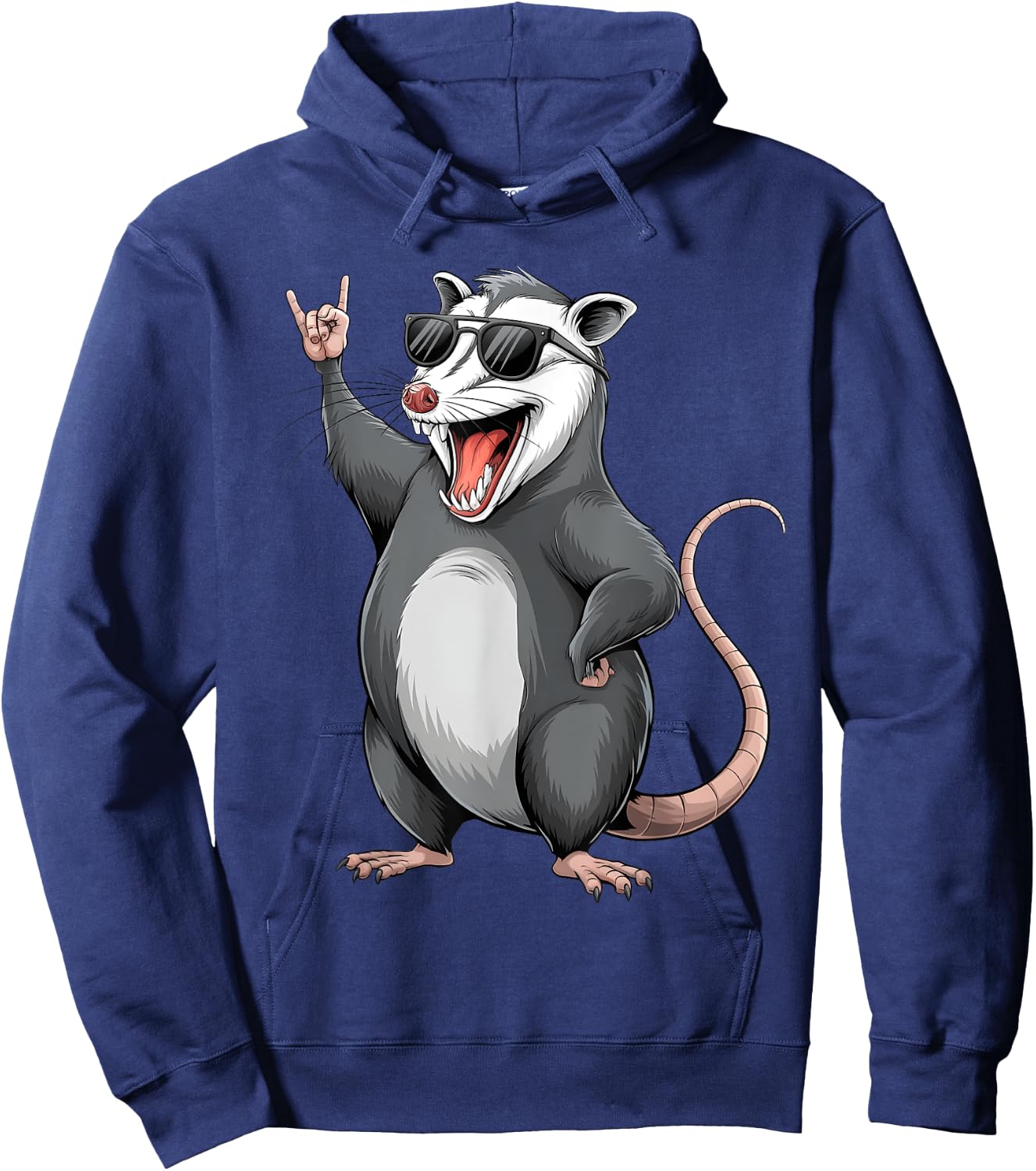 Rocking Opossum Trash Animal Rock Music Funny Possum Graphic Hoodie - Hoodie | Navy