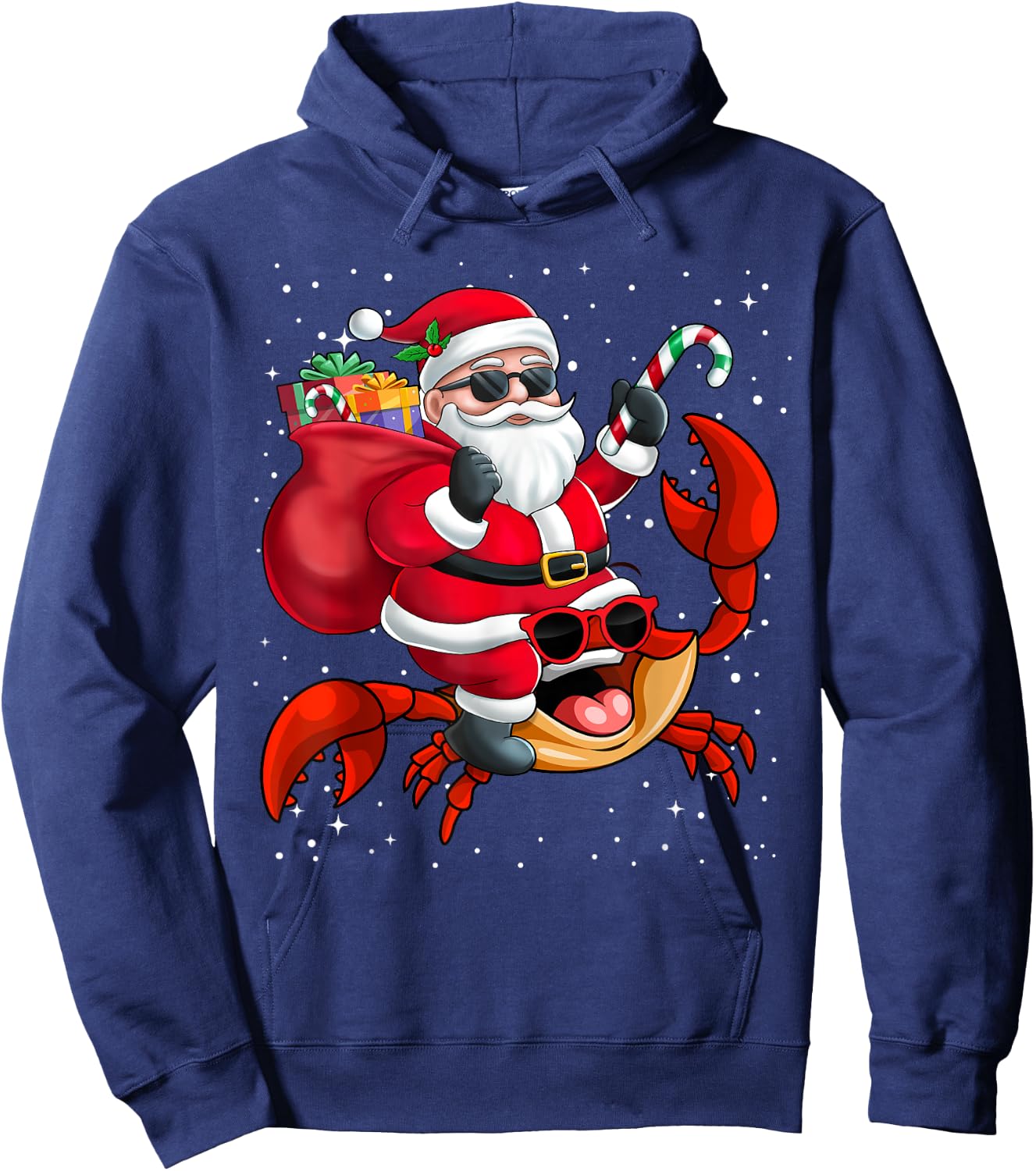 Santa Claus Riding A Crab Christmas Boy Girl Kids Hoodie - Hoodie | Navy