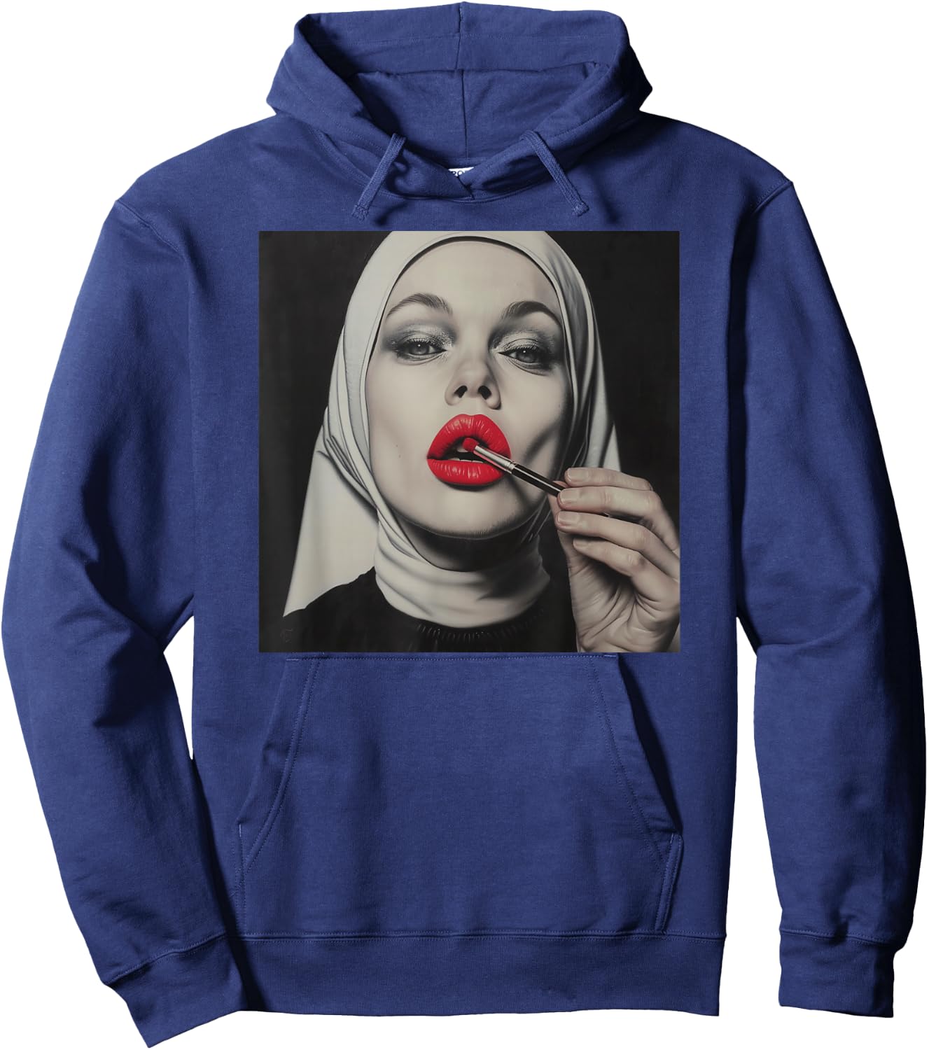 Rebellious Nun with Lipstick, Rebellious Nun Hoodie - Hoodie | Navy
