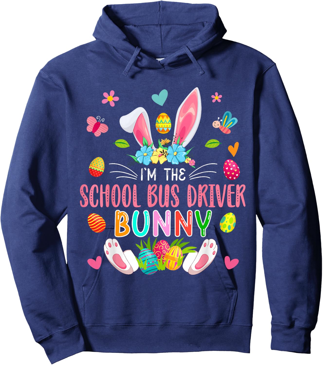 I'm The School Bus Driver Bunny Easter Bunny Costume Family Hoodie - Hoodie | Navy