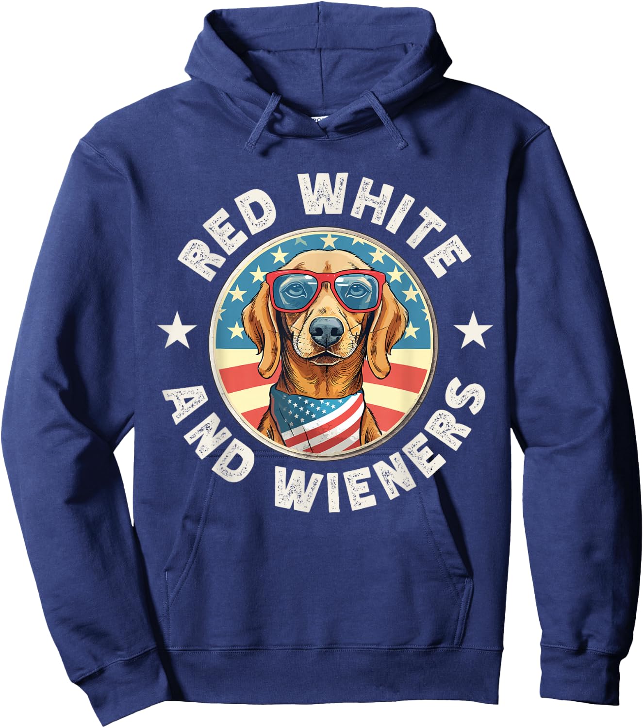 Funny Dachshund Red White and Wieners Weiner Dog 4th of July Hoodie - Hoodie | Navy