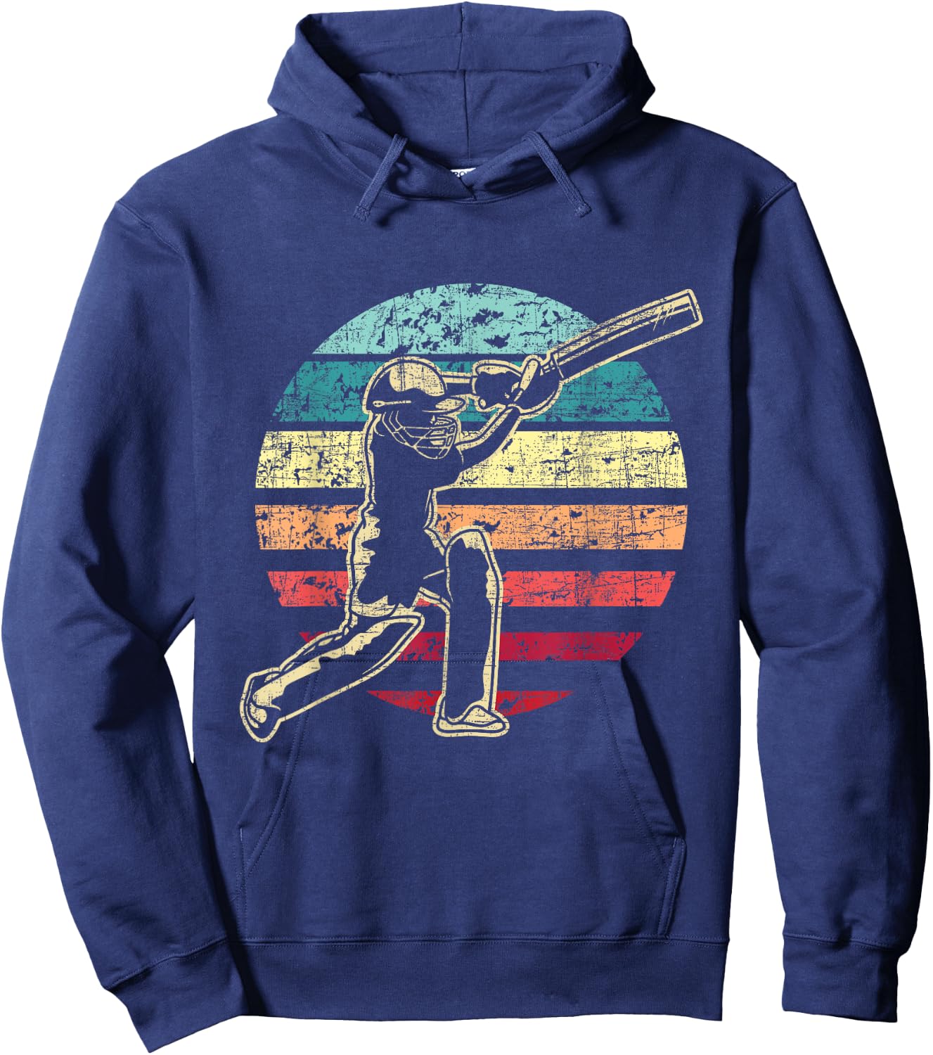 Retro Vintage Cricket Game - Cricketer Cricketing Batting Hoodie - Hoodie | Navy