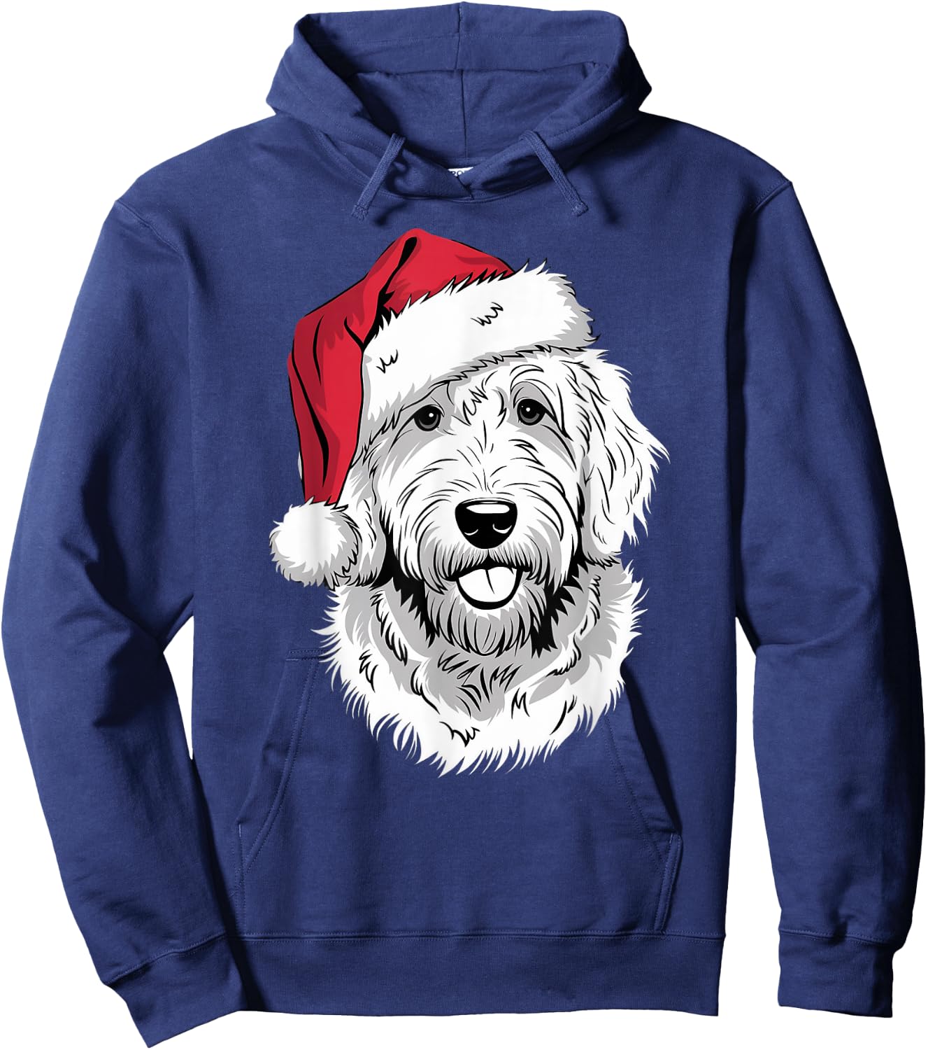 Joyful Doodle Santa Dog on Golden Doodle Christmas Women Kids Hoodie - Hoodie | Navy
