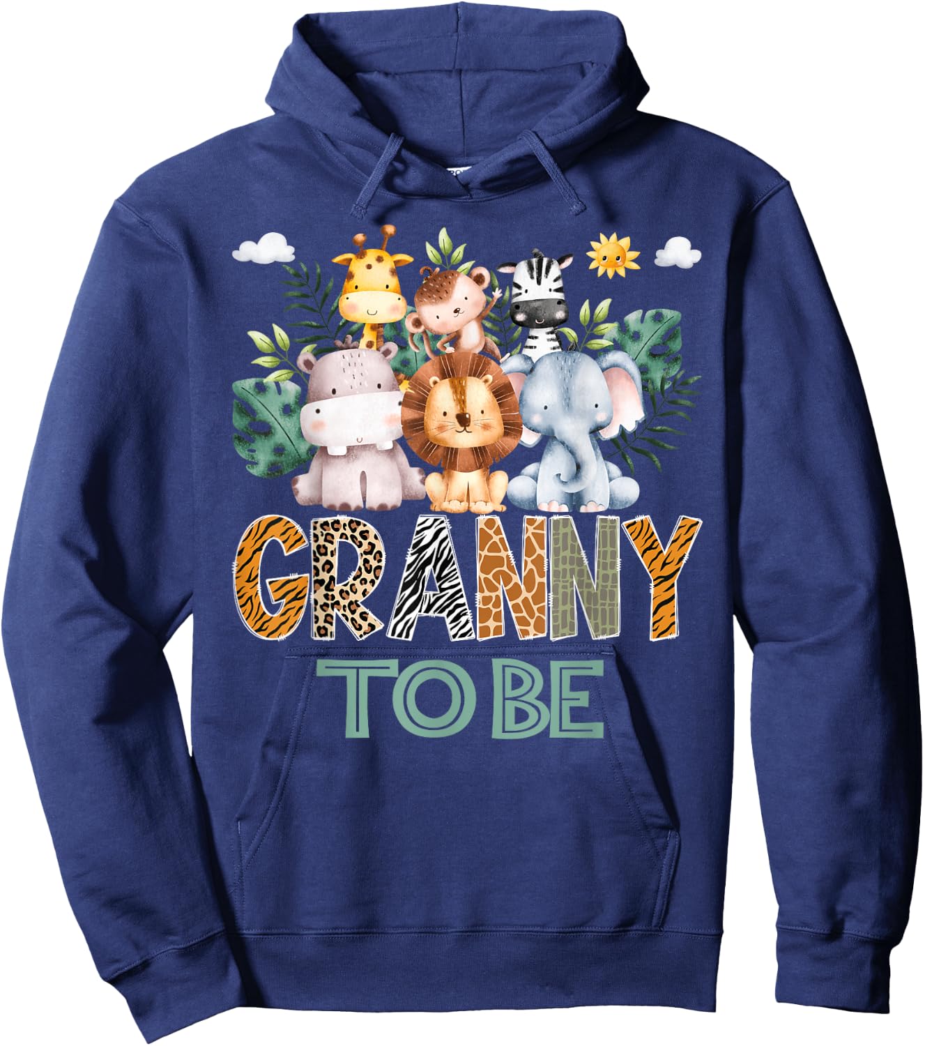 Soon To Be Granny Jungle Animal Safari Gender Reveal Hoodie - Hoodie | Navy