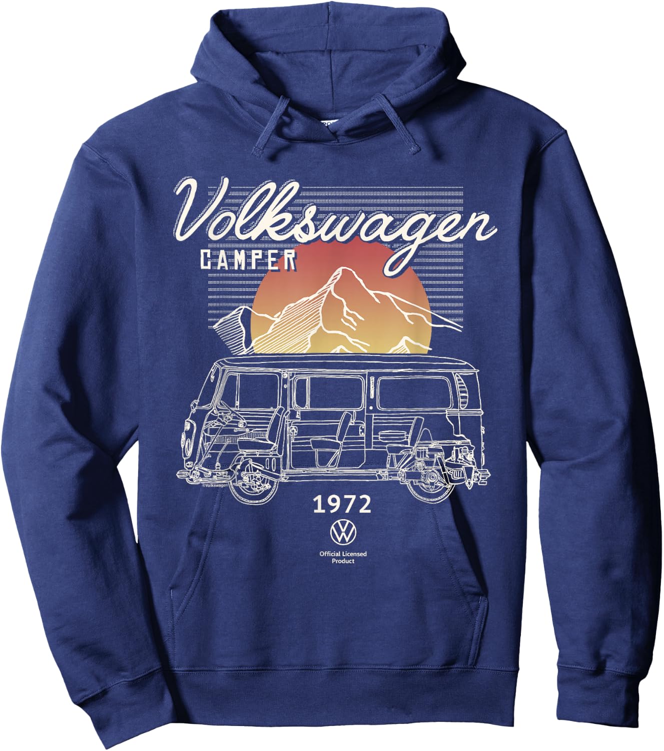 Volkswagen Type 2 T2 Campervan Retro Mountain Hoodie - Hoodie | Navy