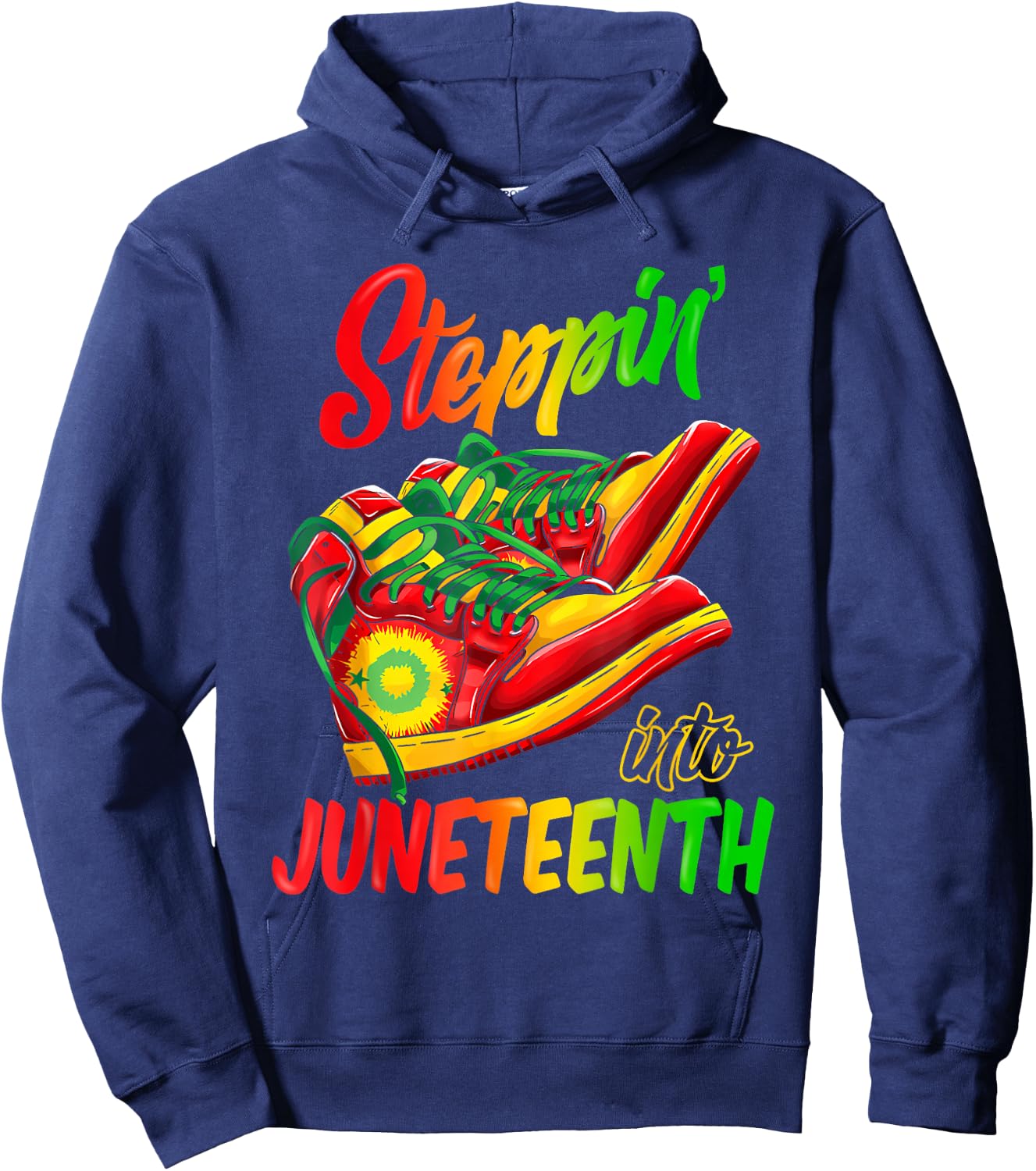 Stepping Into Juneteenth Afro Woman Black Girls Sneakers Men Hoodie - Hoodie | Navy