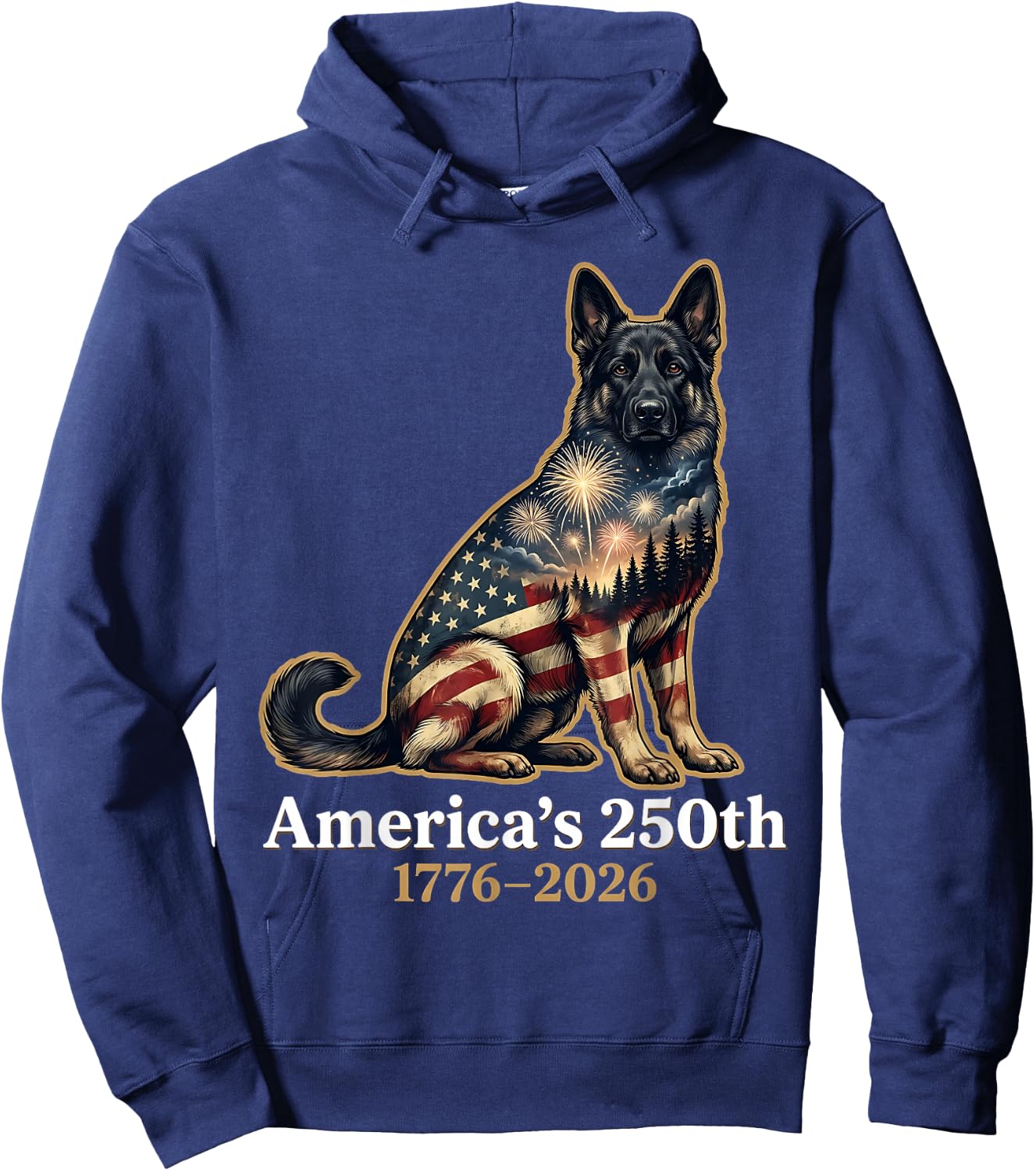 America's 250th Anniversary 1776 2026 German Shepherd Dog Hoodie - Hoodie | Navy