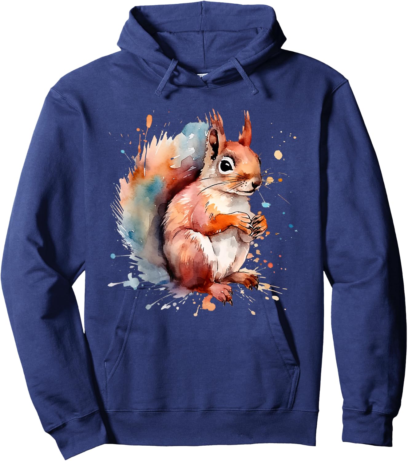 Cute Squirrel Animal Designs Co Kids Black Watercolor Cartoon Modern Hoodie - Hoodie | Navy
