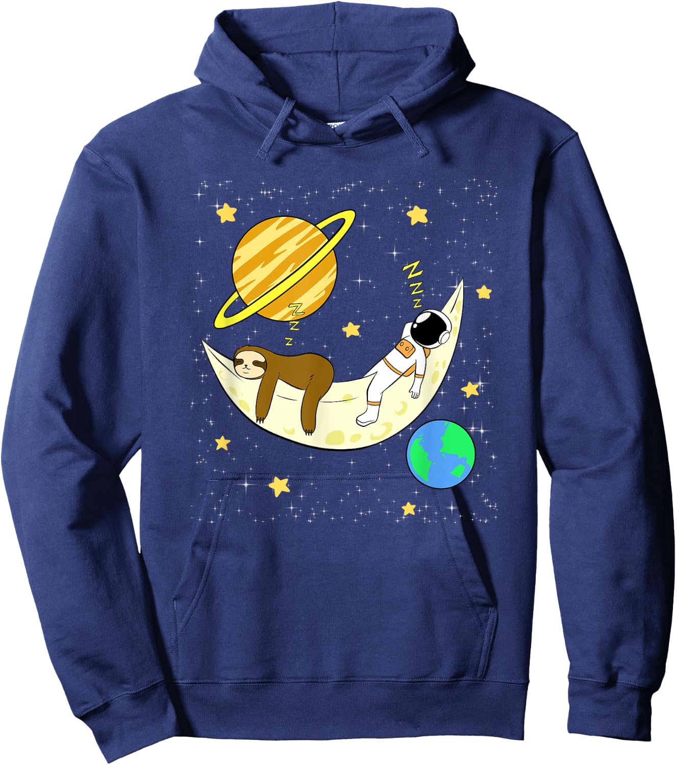 Astronaut Planets Moon Sloth Sleep Space Galaxy Hoodie - Hoodie | Navy