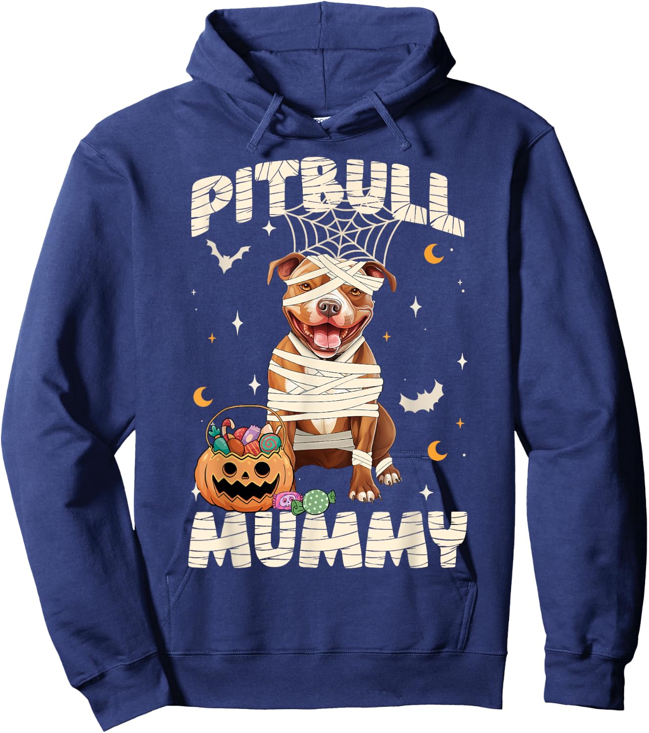 Halloween Costume Pitbull Lover Mummy Dog Owner Men Women Hoodie - Hoodie | Navy