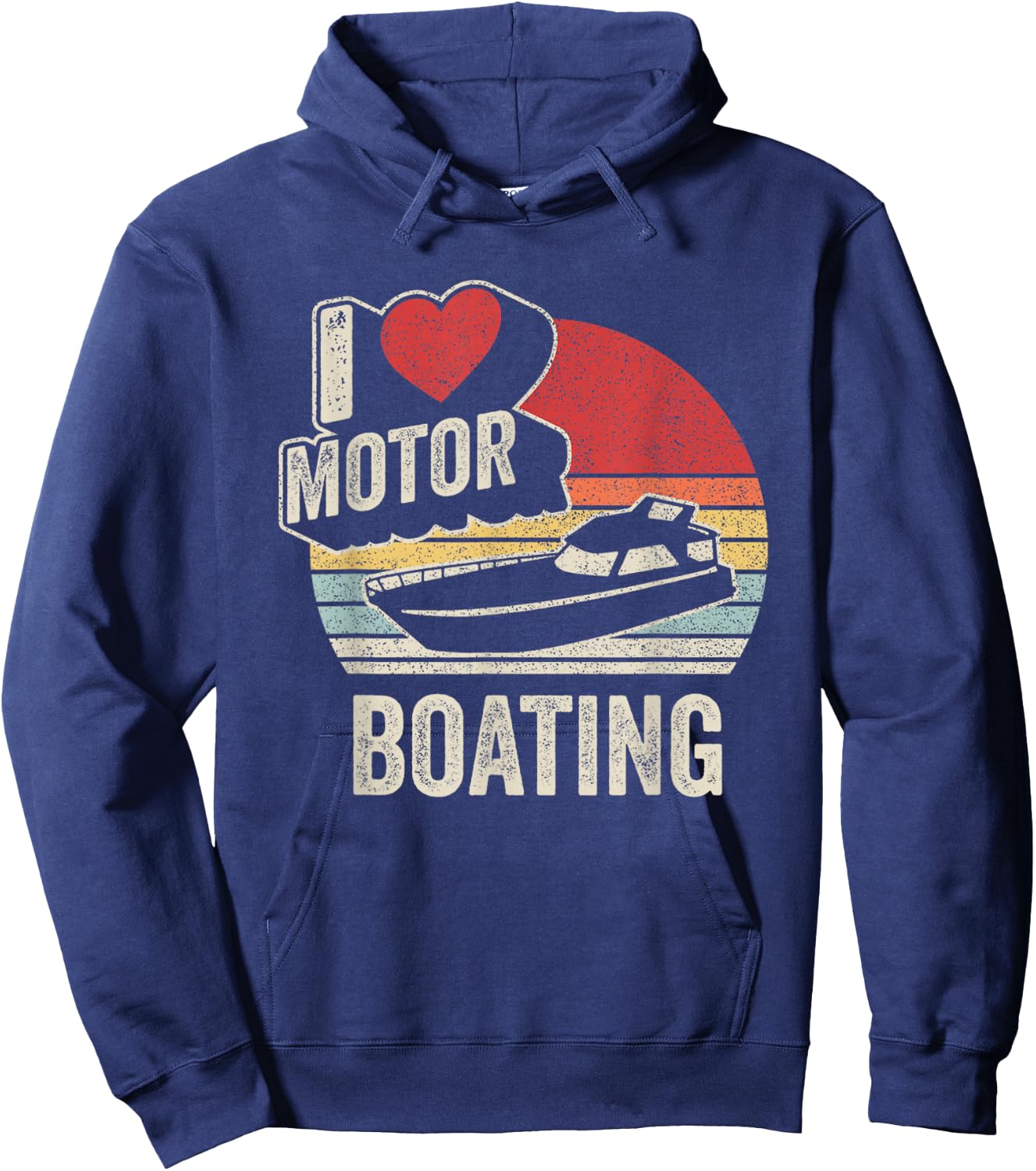 Vintage Retro I Love Motor Boating Funny Boater Hoodie - Hoodie | Navy