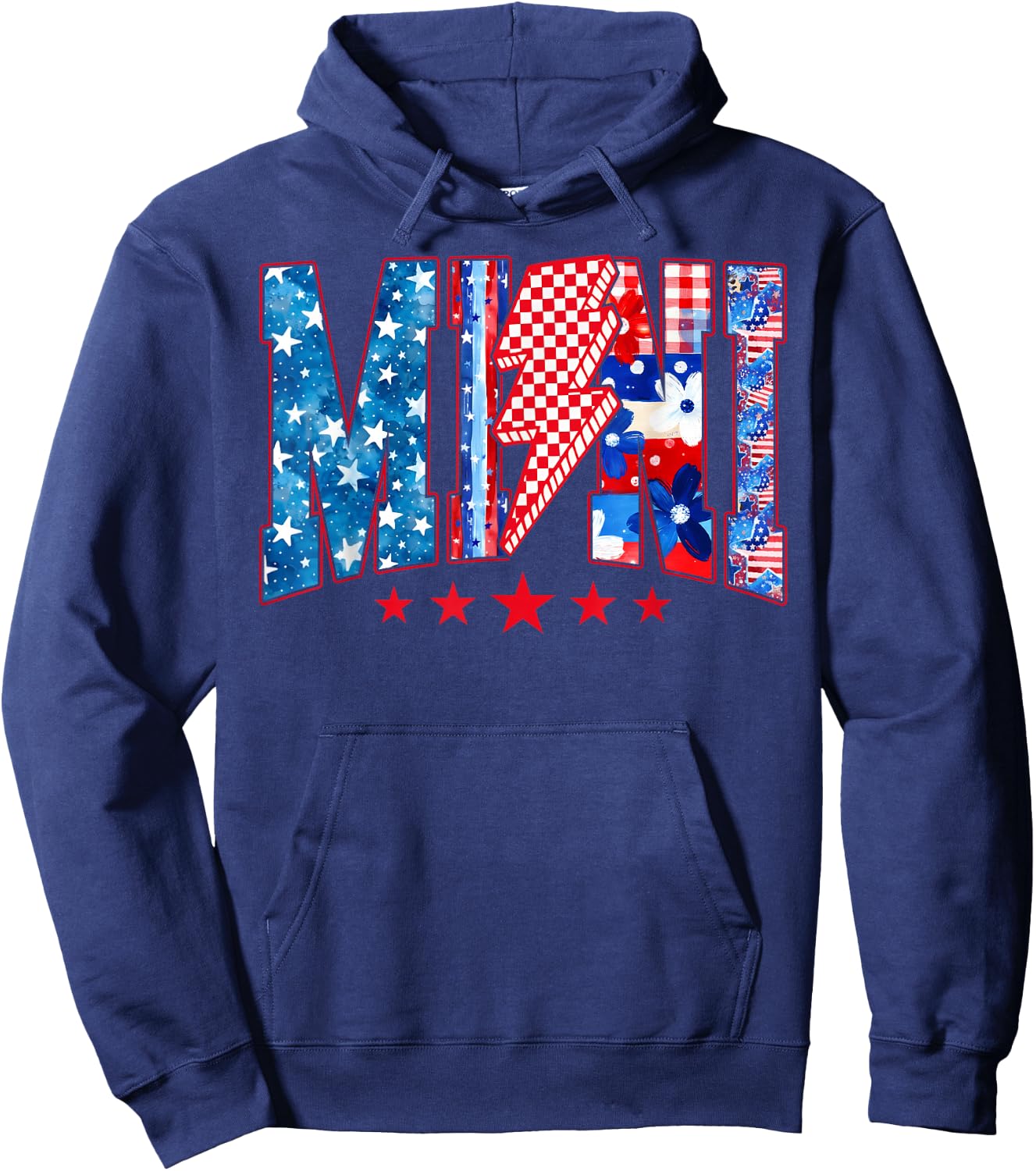 4th of July American Mini Patriotic Stars Women Hoodie - Hoodie | Navy