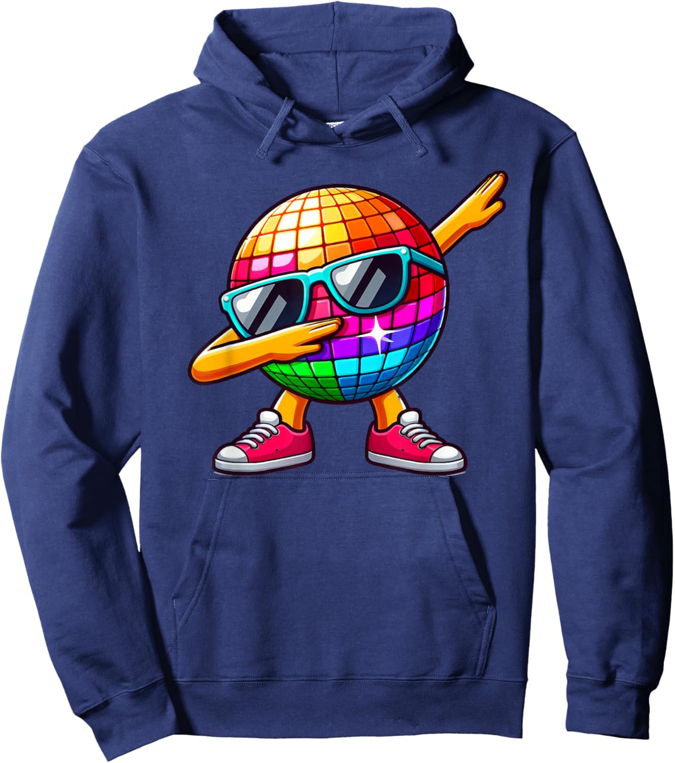 LED 70s Disco Ball Dabbing Sunglasses Nightclub Dance Party Hoodie - Hoodie | Navy