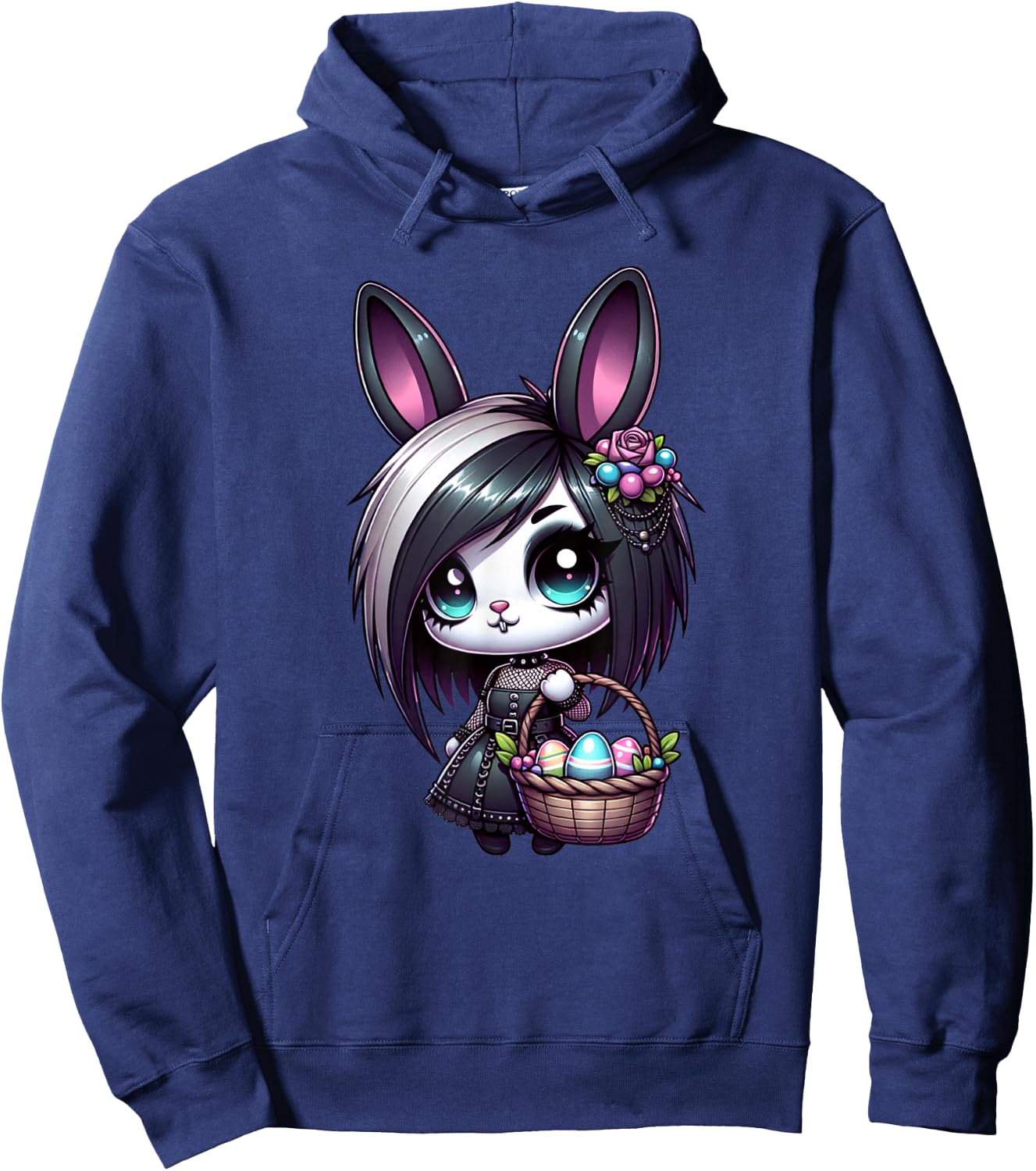 Easter Bunny Goth Girl Emo Gothic Whimsigoth Style Graphic Hoodie - Hoodie | Navy