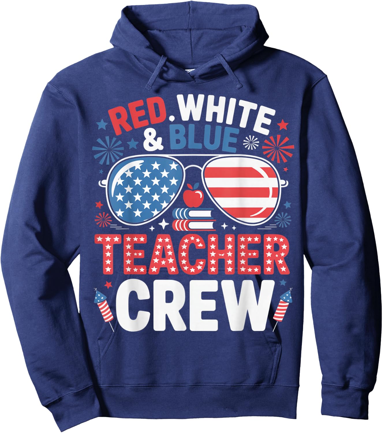 Red White Blue Teacher Crew 4th of July Patriotic Hoodie - Hoodie | Navy