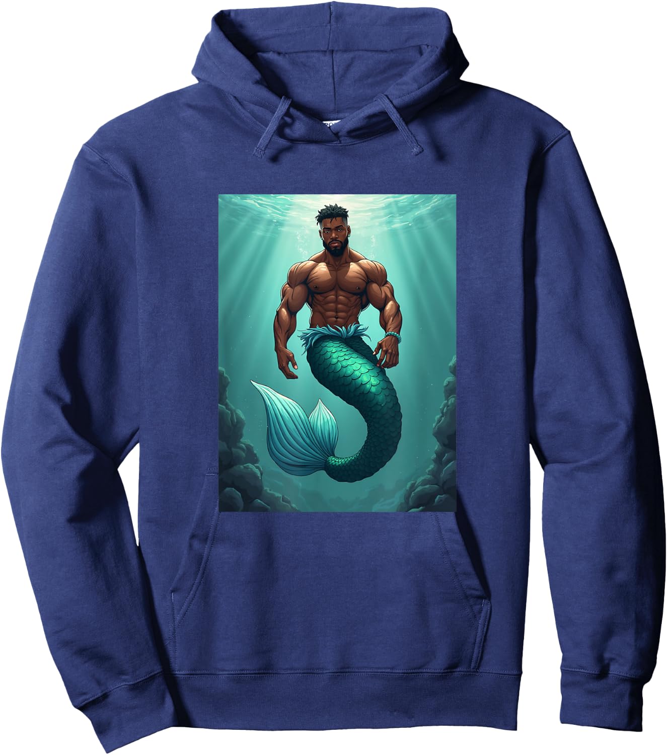 LGBTQ Transgender Gay Muscle African Mermaid Gay Merman Hoodie - Hoodie | Navy