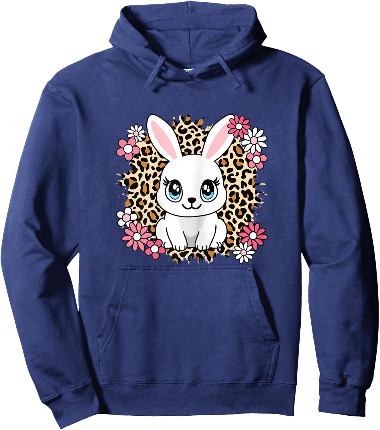 Cute Rabbit Flowers Bunny Lover Women Girls Kids Hoodie - Hoodie | Navy