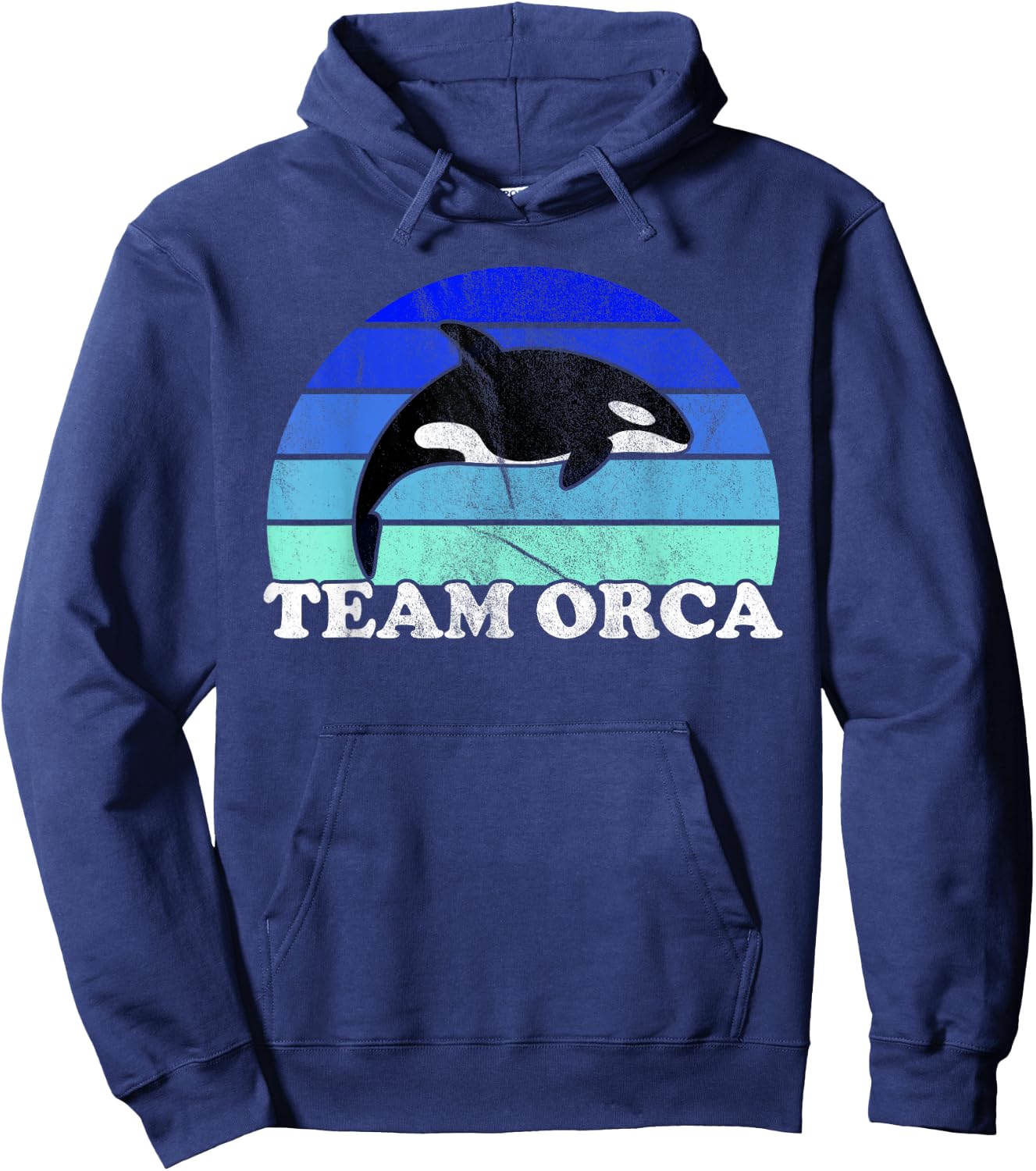 Team Orca - Whale Ocean Retro Sunset Hoodie - Hoodie | Navy