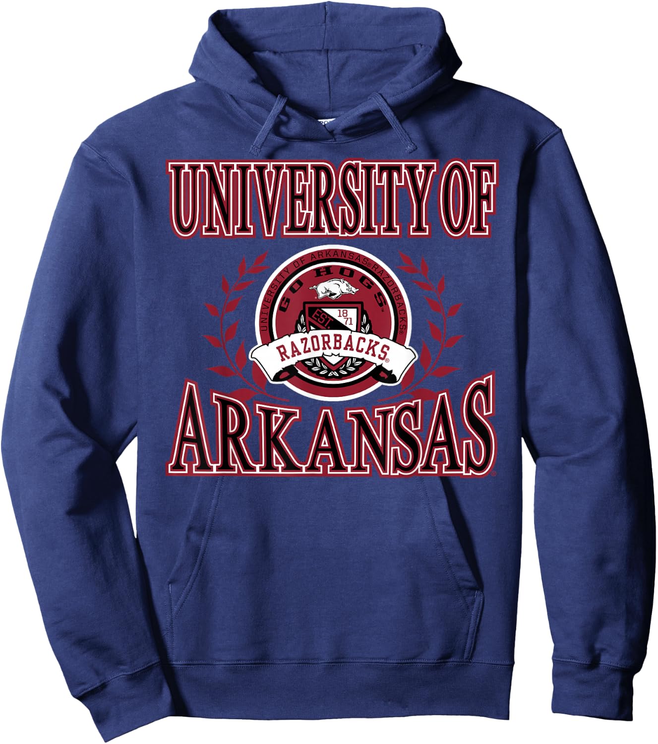 Elite Authentics Arkansas Razorbacks Laurels Black Officially Licensed , Small Hoodie - Hoodie | Navy